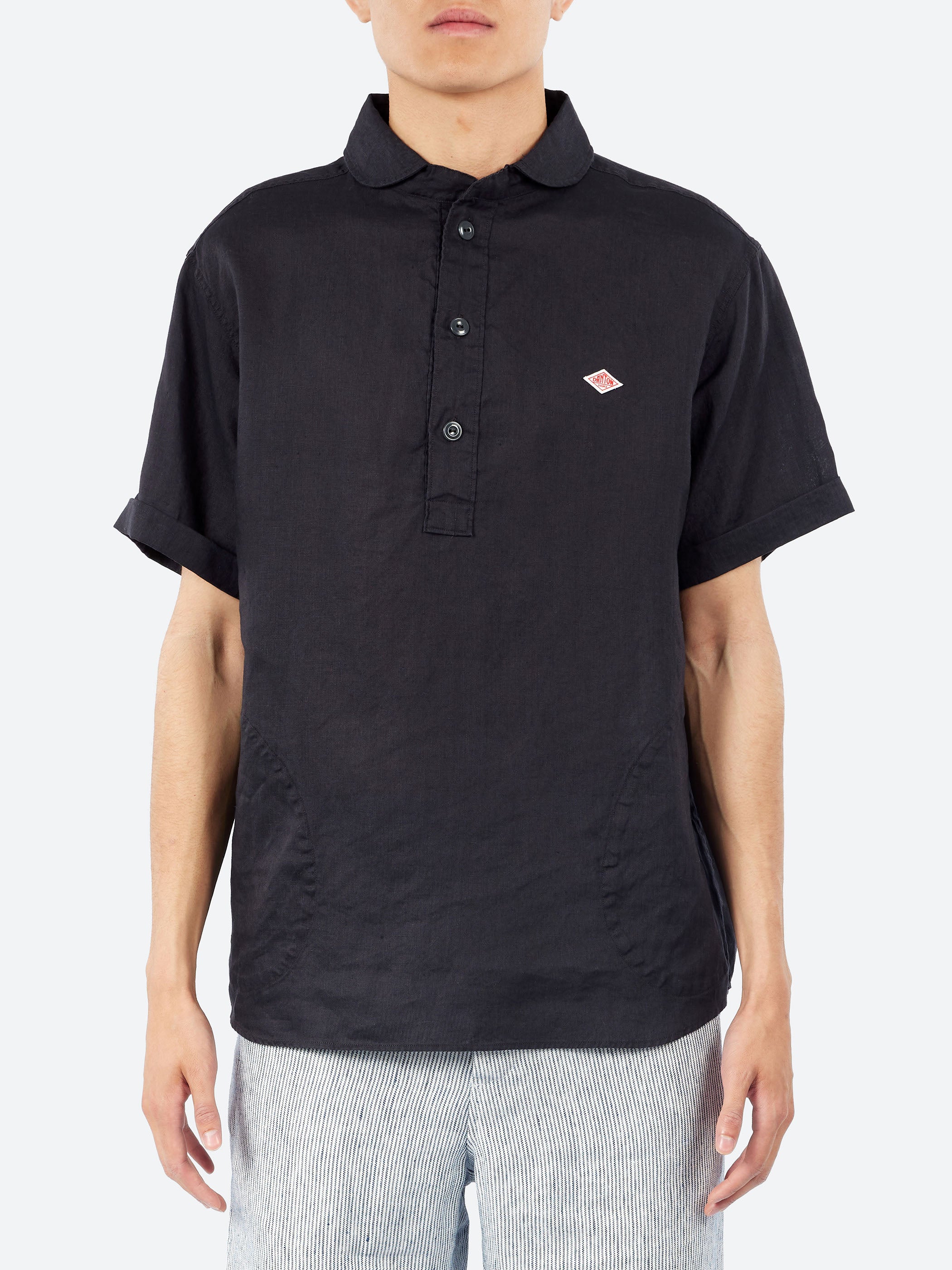 Danton - Round Collar Shirt in Navy and White Stripe – gravitypope