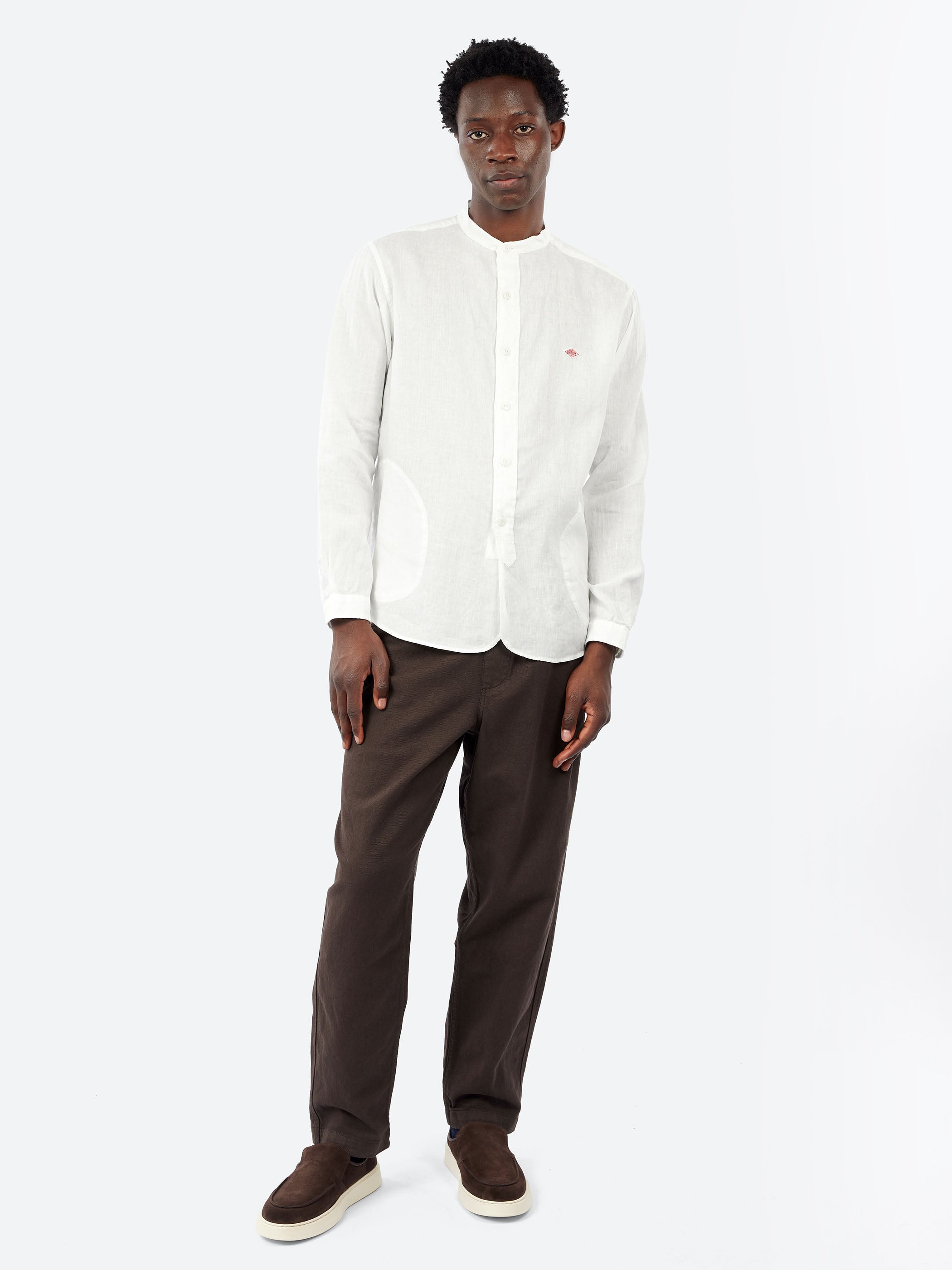 Linen Band Collar Shirt