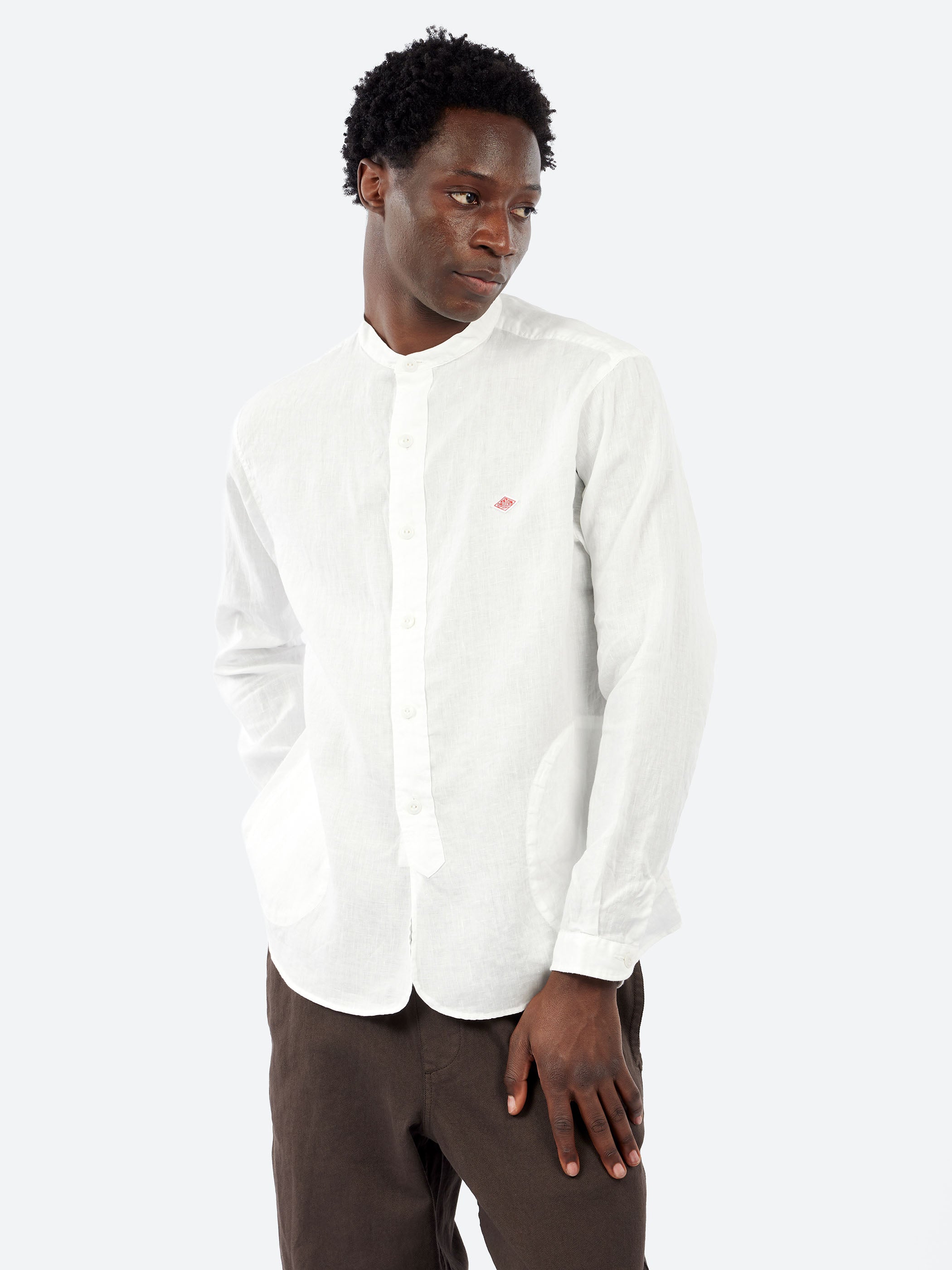 Linen Band Collar Shirt
