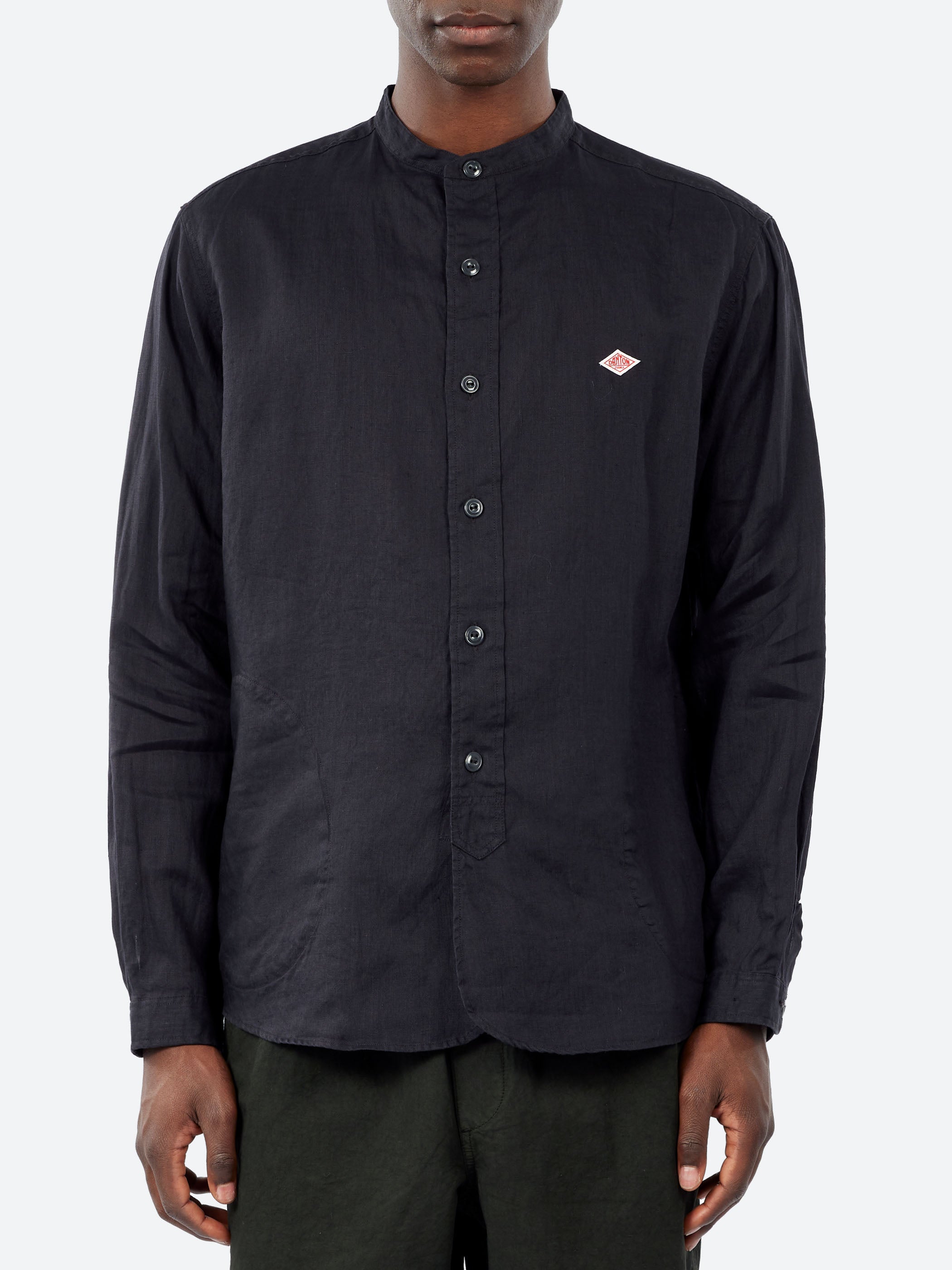 Linen Band Collar Shirt