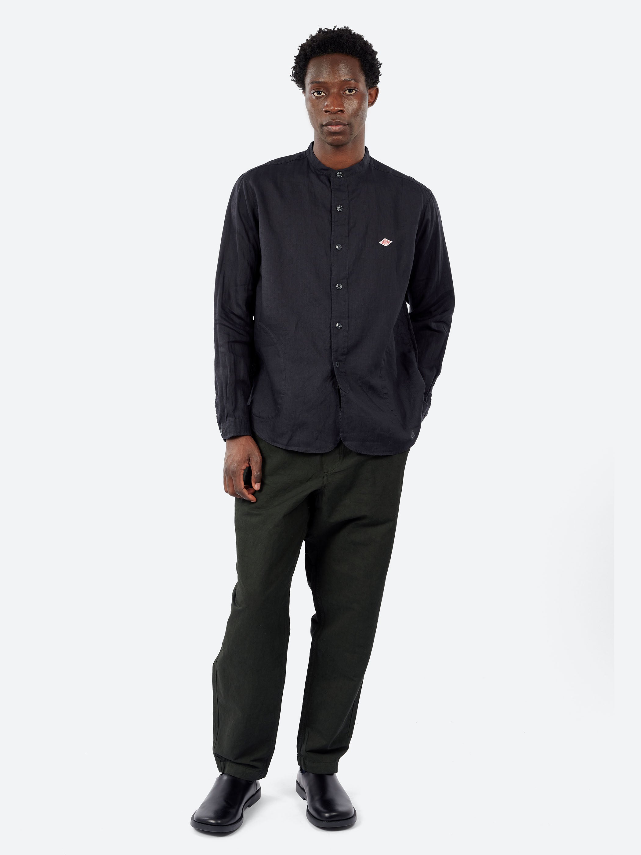 Linen Band Collar Shirt