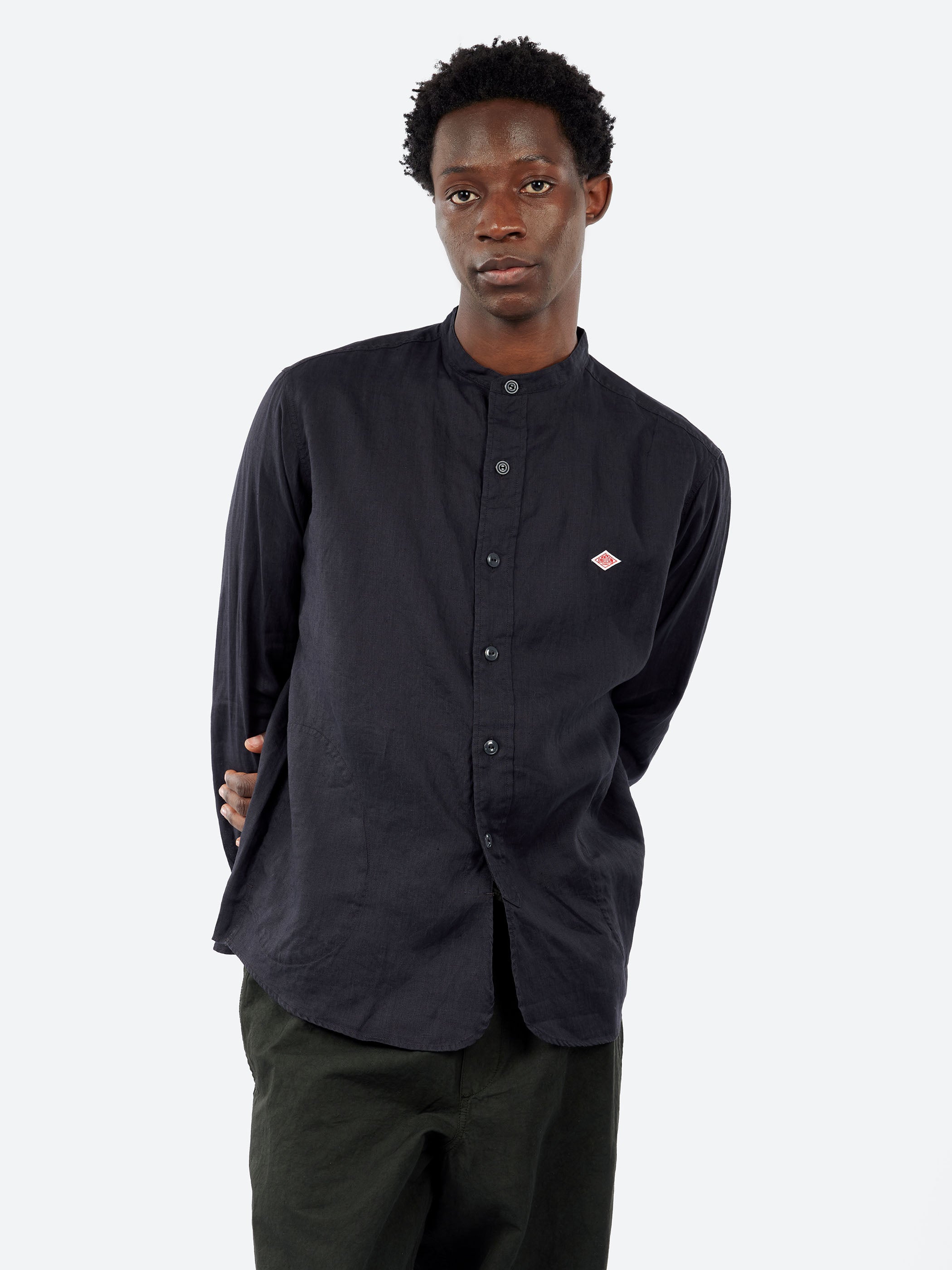 Linen Band Collar Shirt