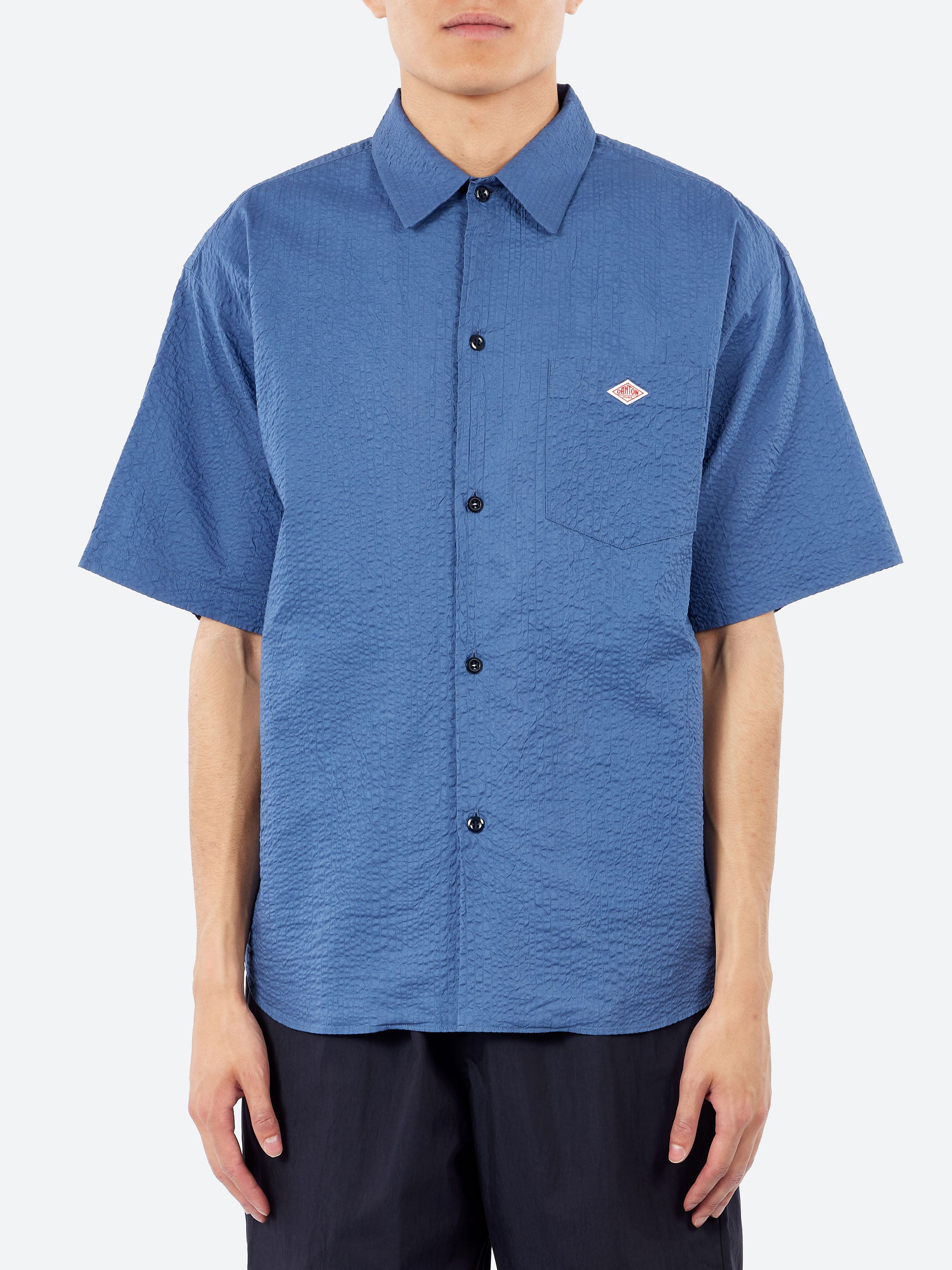 Danton - Seersucker Short Sleeve Work Shirt in Black – gravitypope