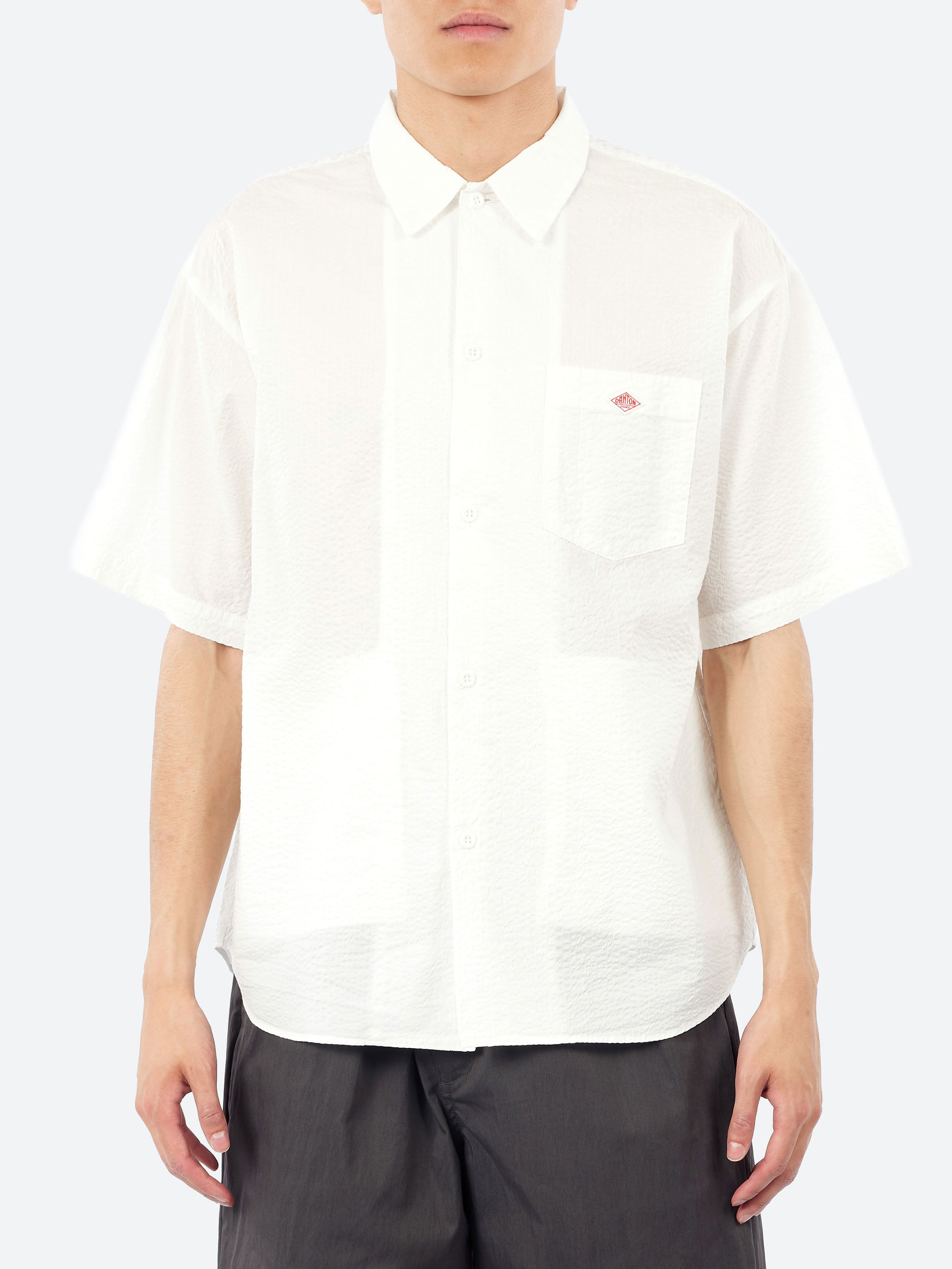 Danton - Seersucker Short Sleeve Work Shirt in Off White – gravitypope