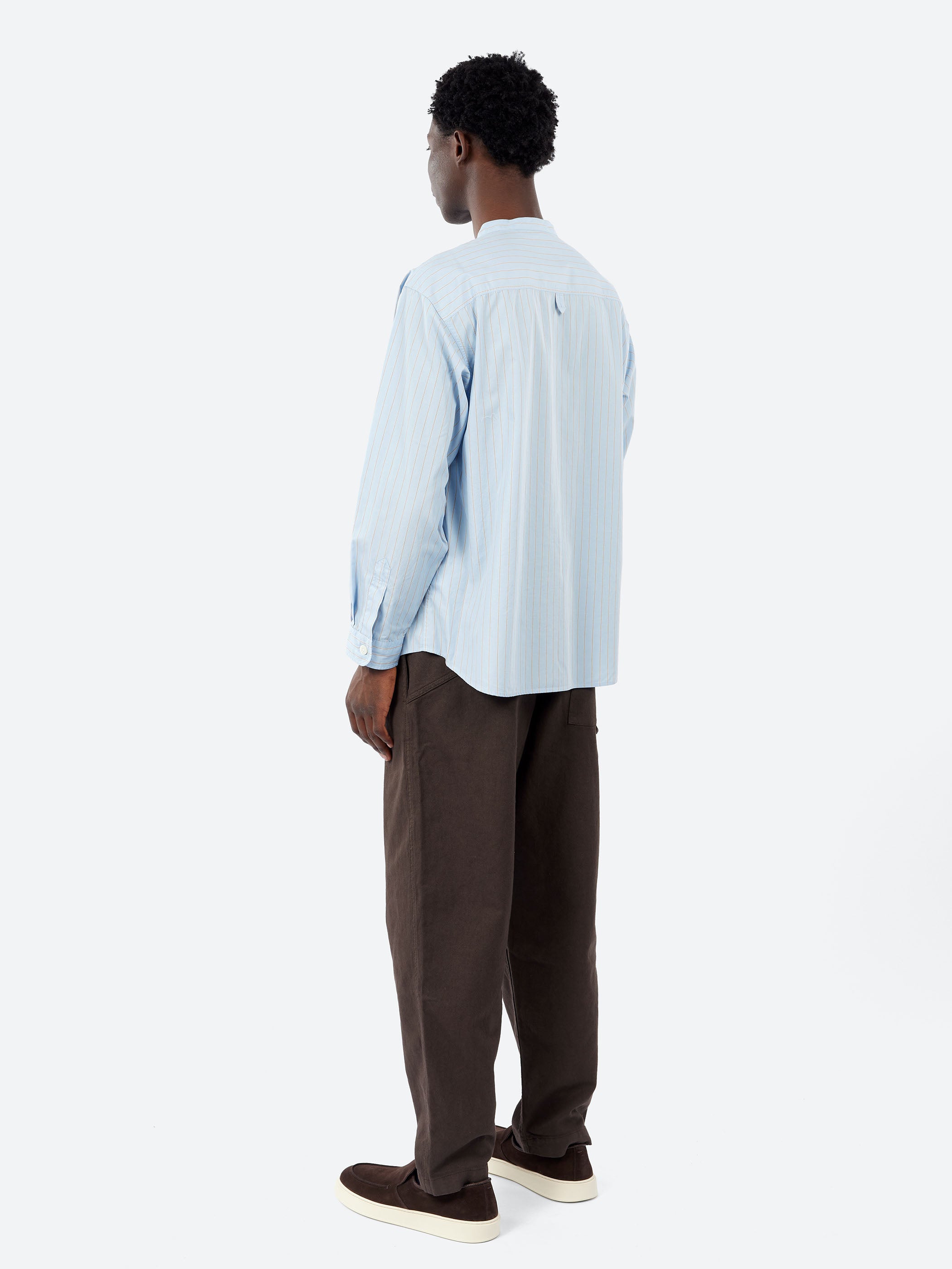 Cotton Poplin Band Collar Shirt