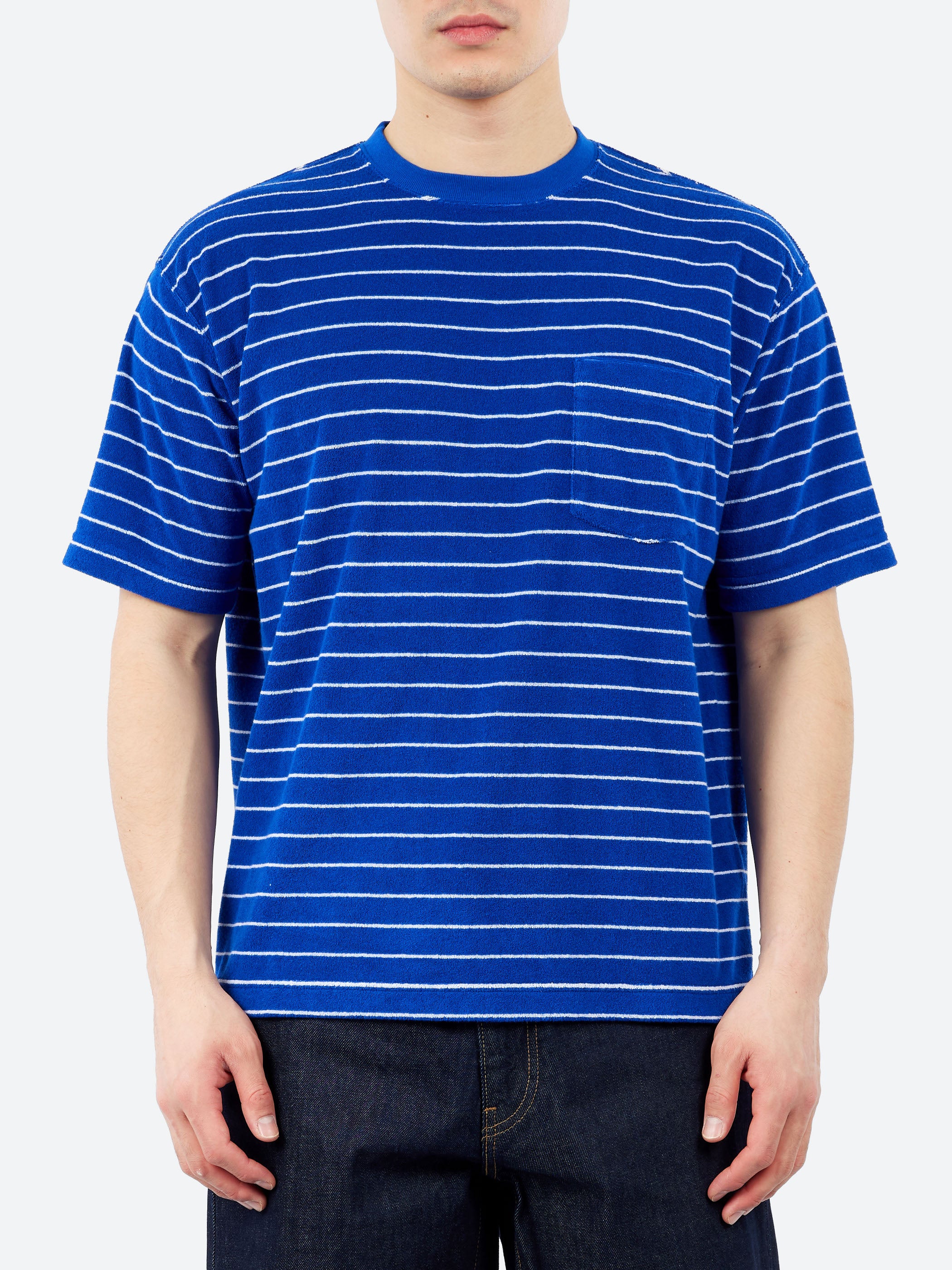 BEAMS PLUS - Pocket Tee Pile Stripe in White – gravitypope