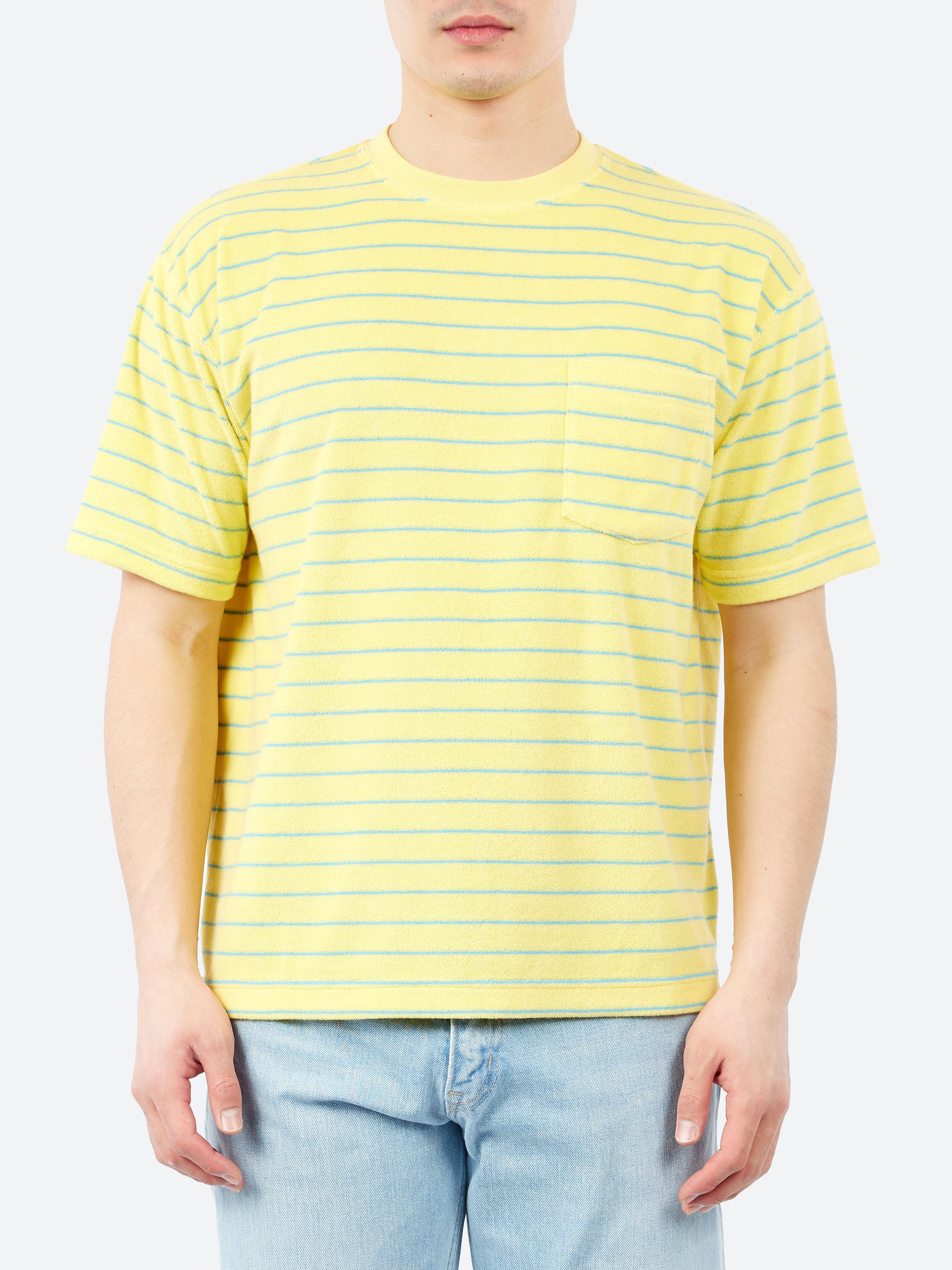 BEAMS PLUS - Pocket Tee Pile Stripe in White – gravitypope