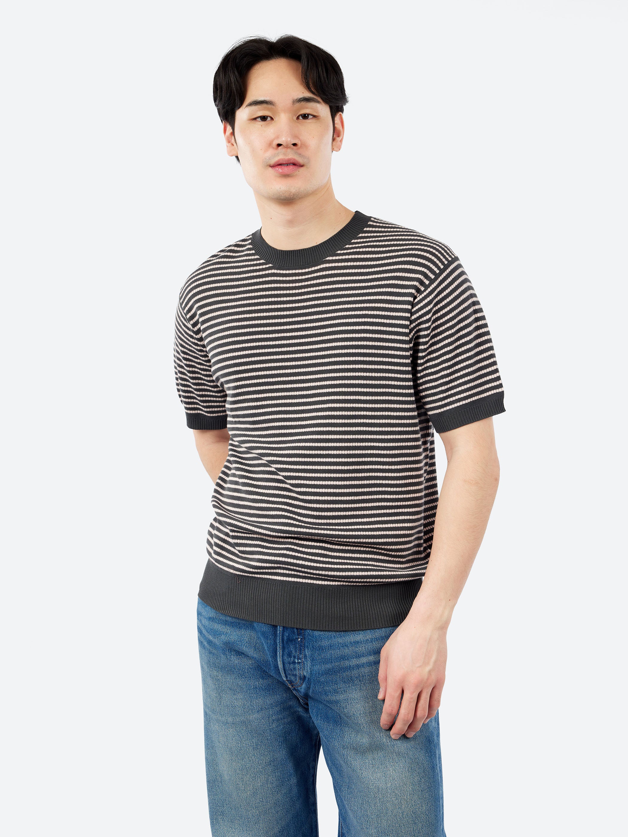 Knit Tee Dot Pattern Jacquard