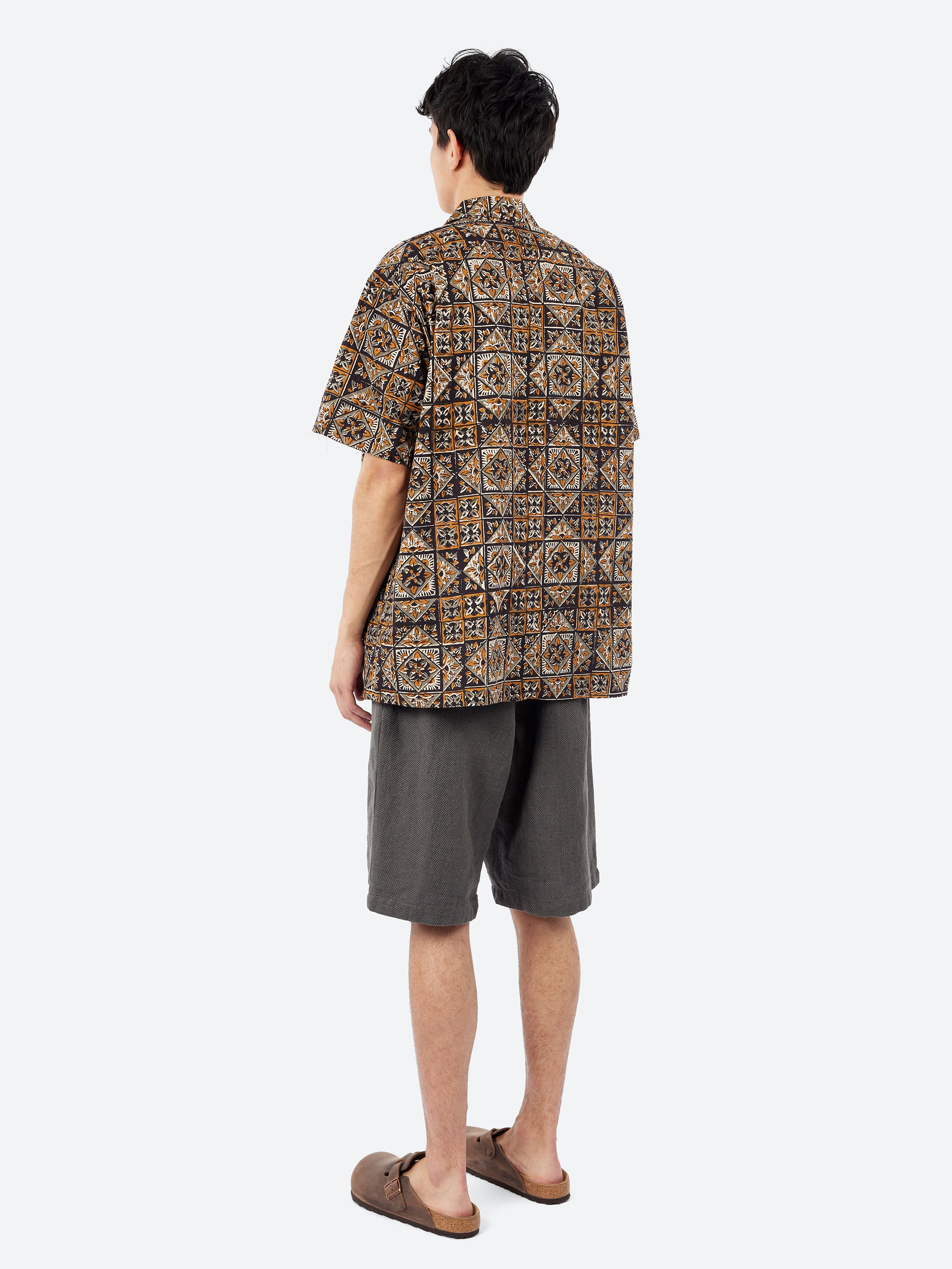 Open Collar Block Print Shirt