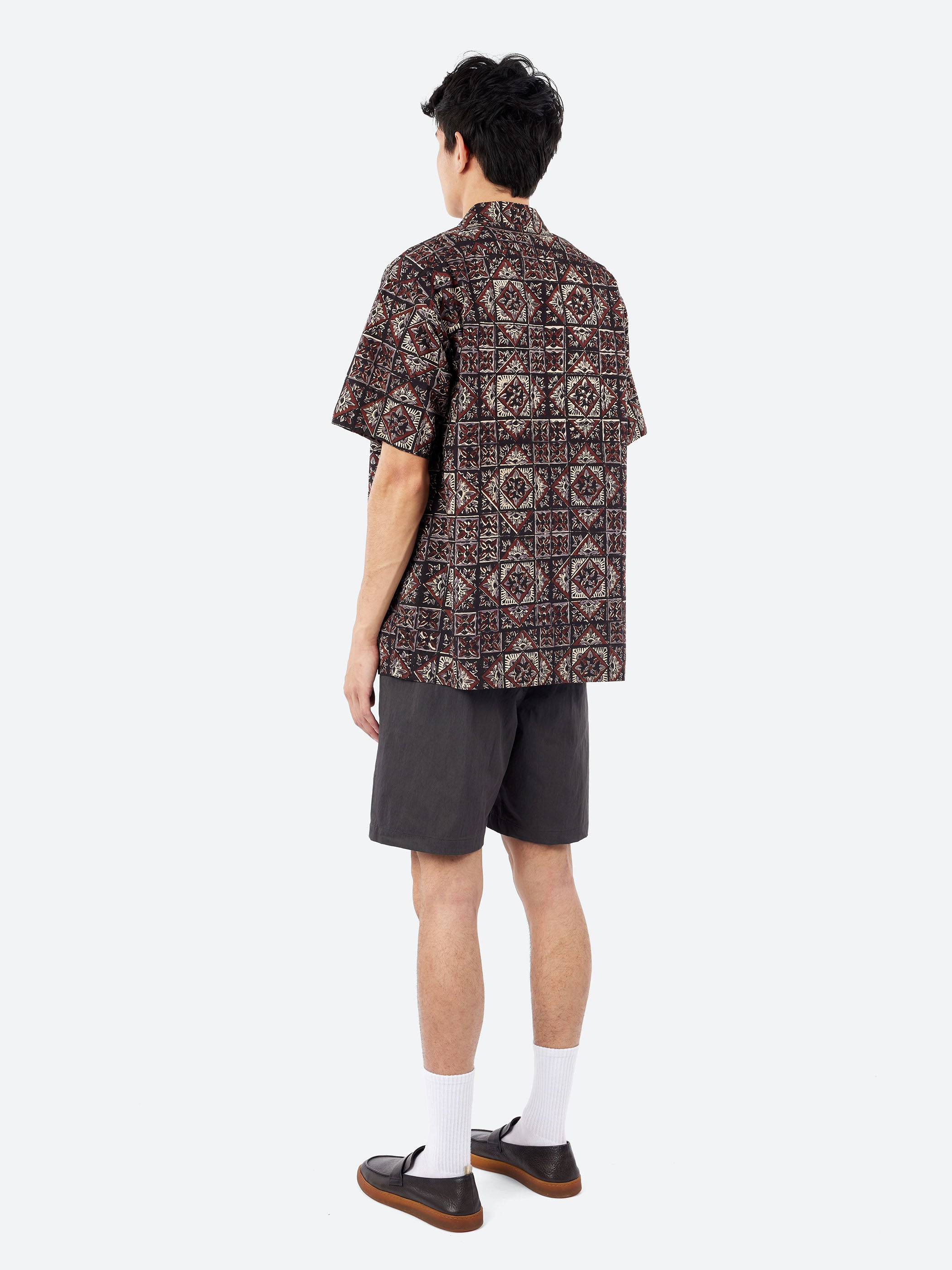 Open Collar Block Print Shirt