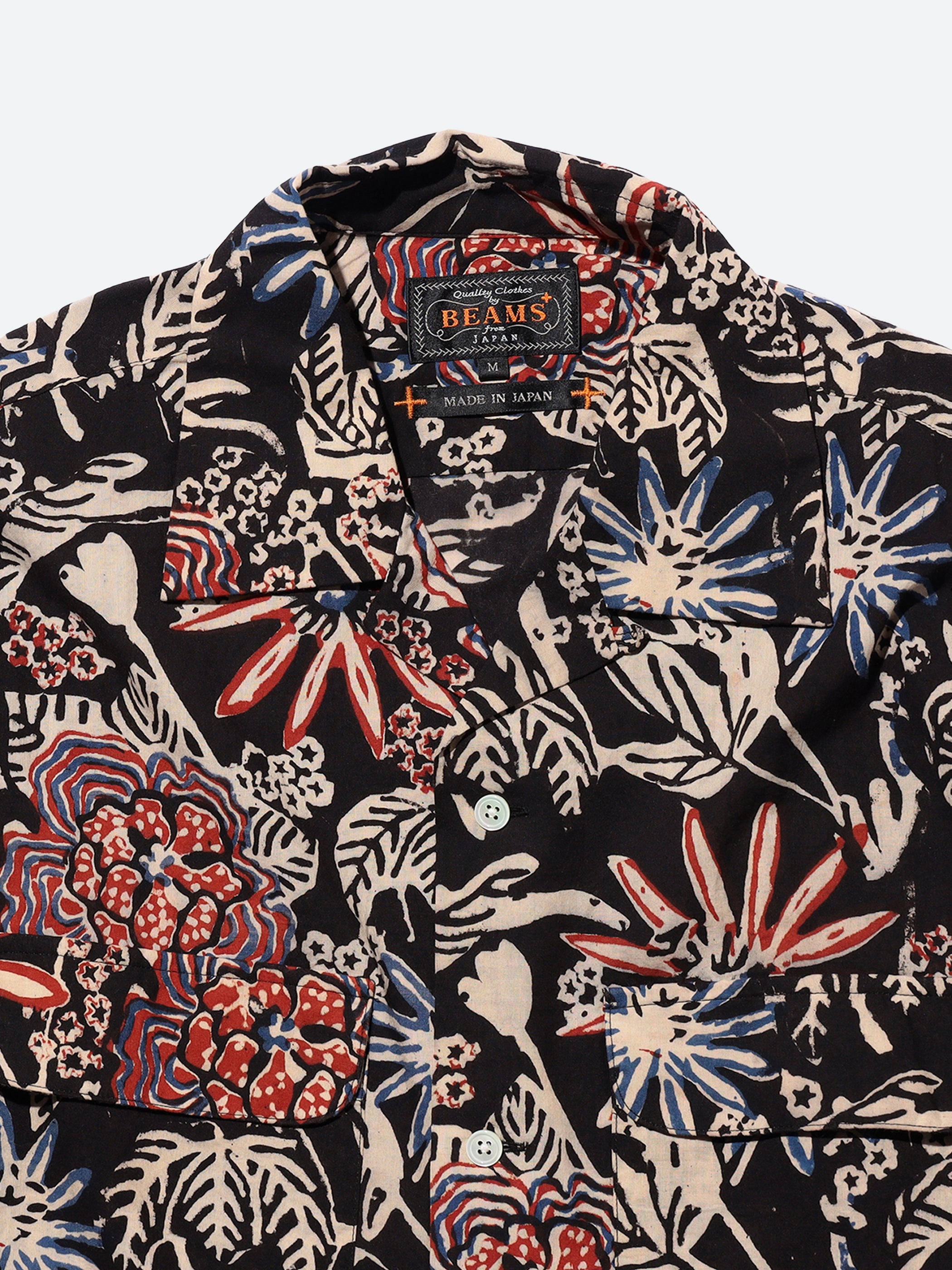 Open Collar Block Print Shirt