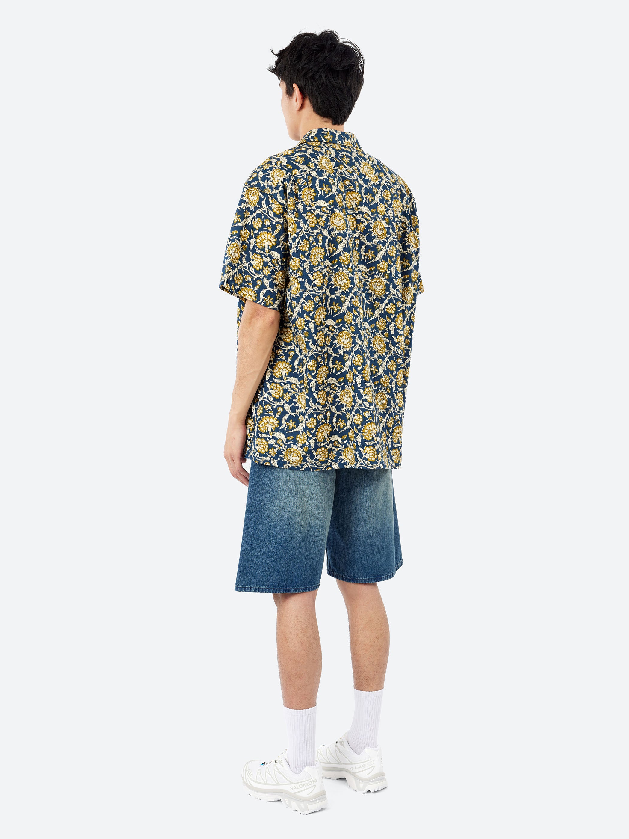 Open Collar Block Print Shirt