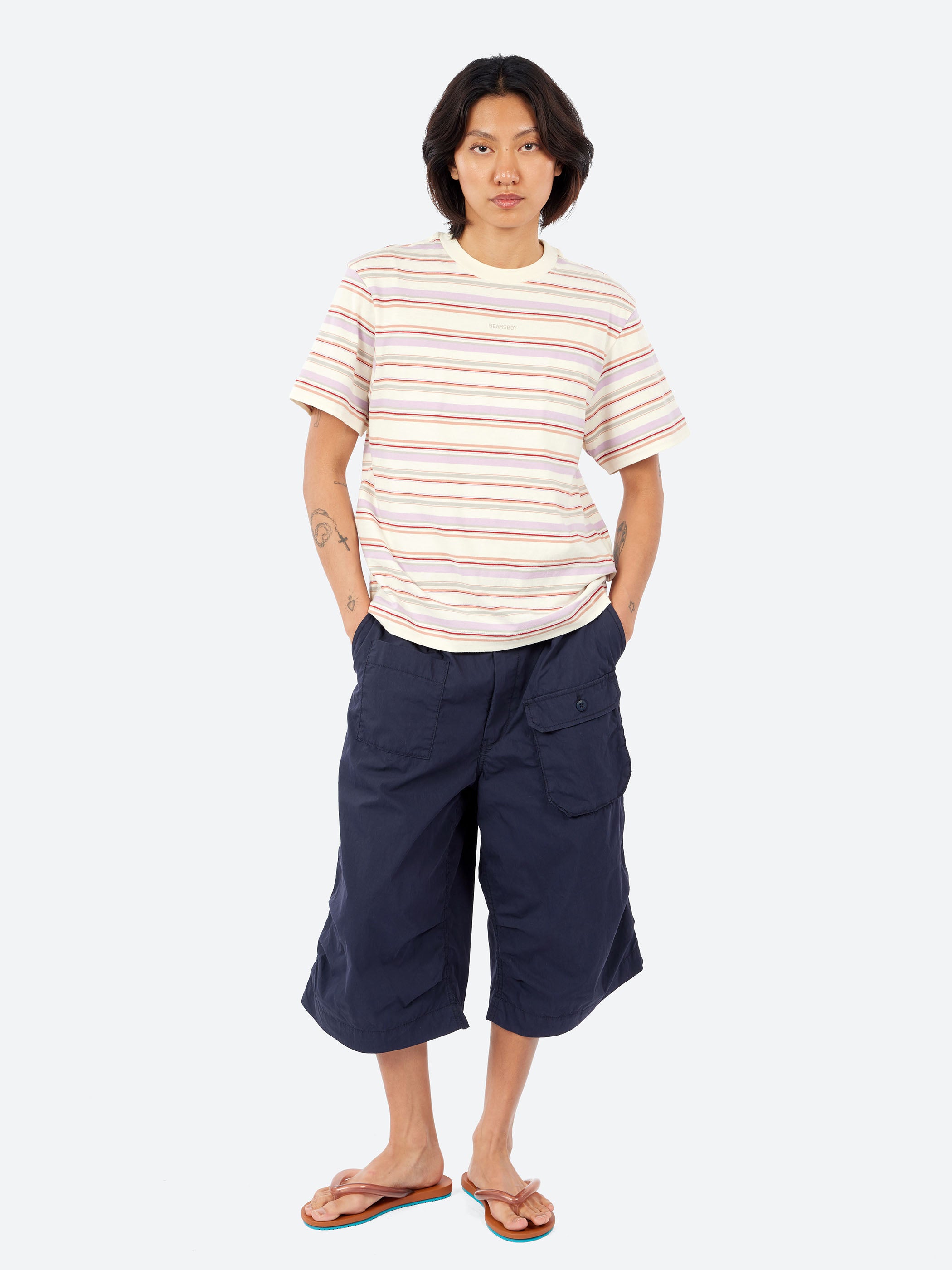 Embroidered Multi-Border Short Sleeve T-Shirt