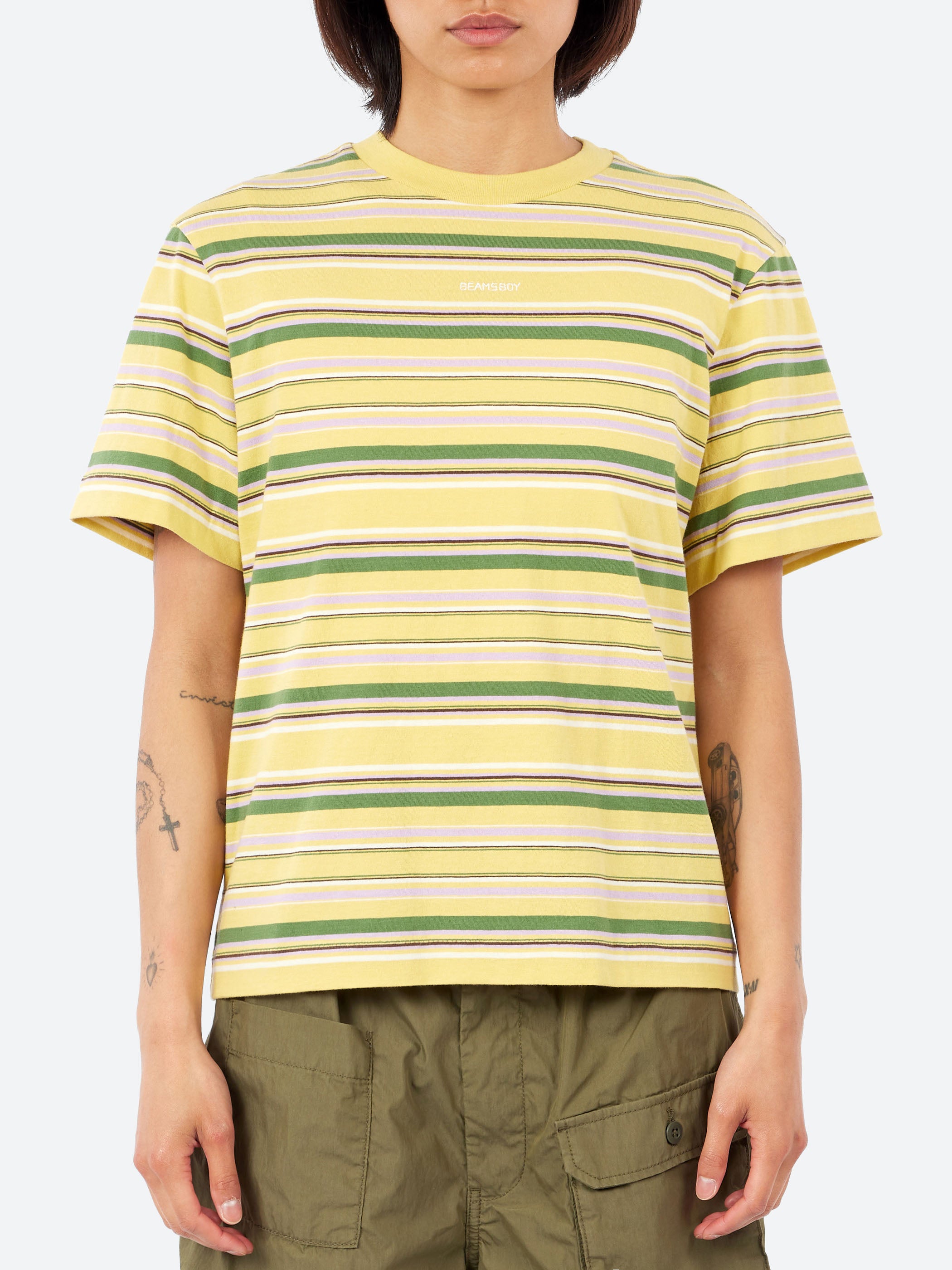Embroidered Multi-Border Short Sleeve T-Shirt