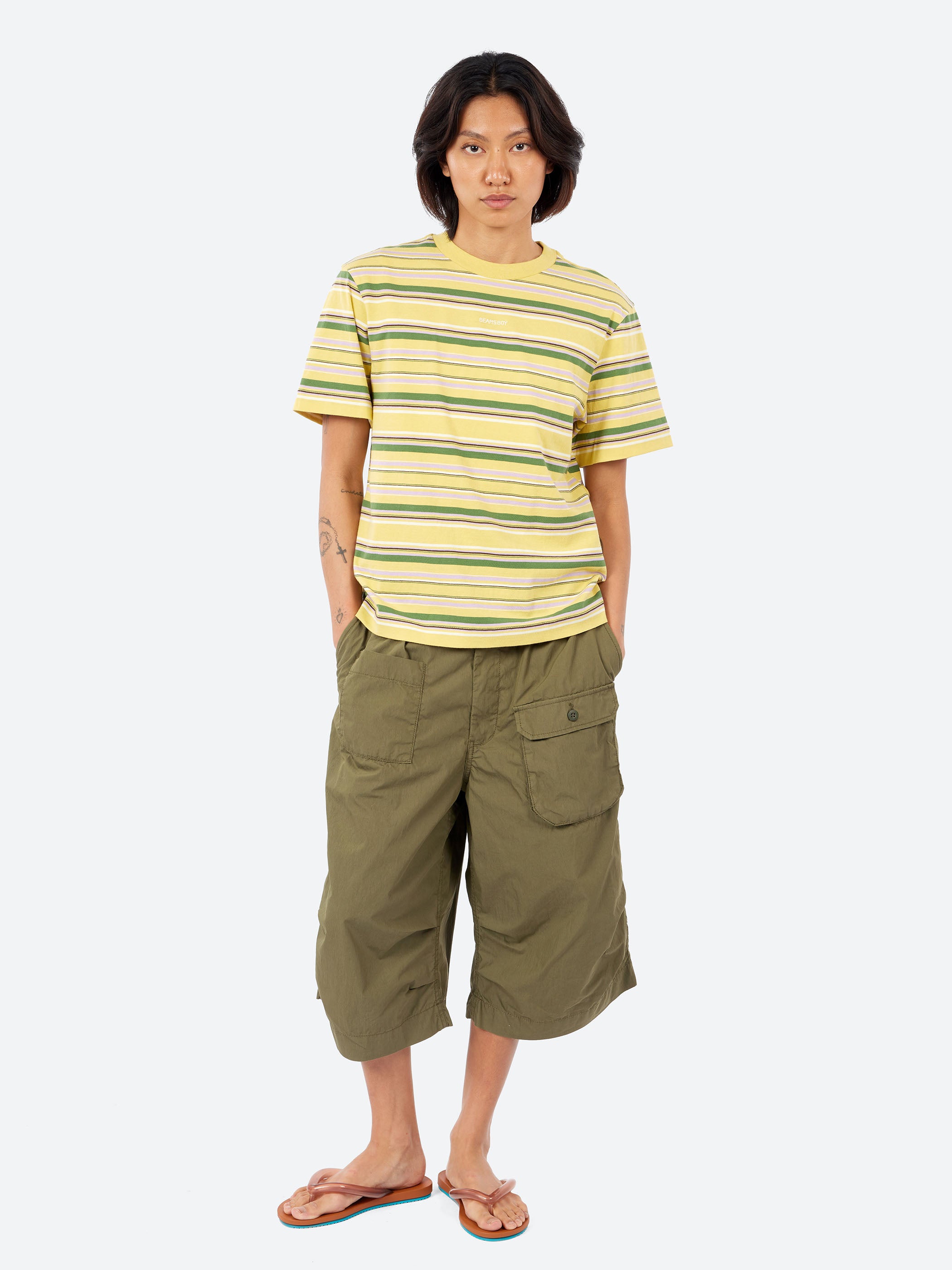 Embroidered Multi-Border Short Sleeve T-Shirt