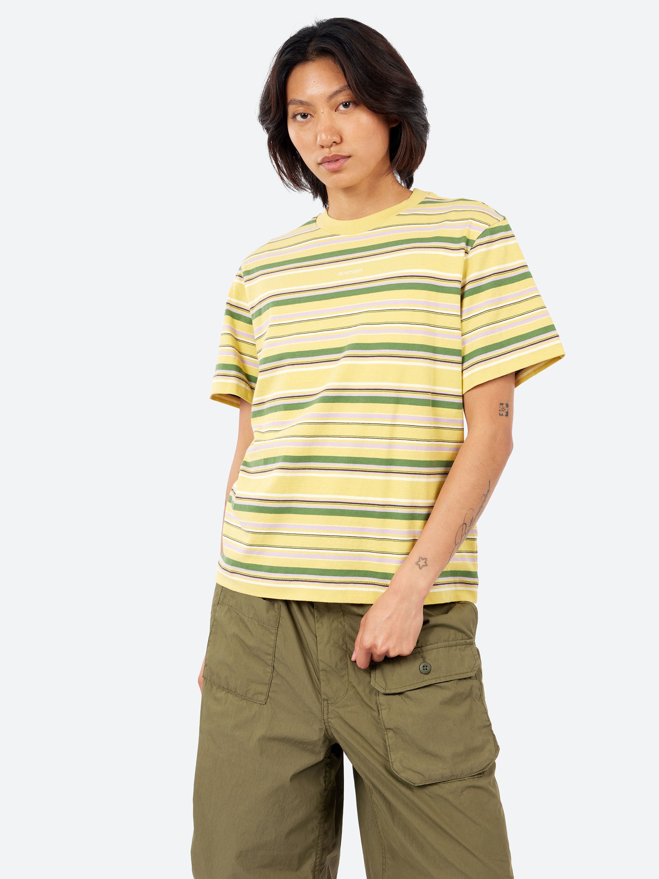 Embroidered Multi-Border Short Sleeve T-Shirt
