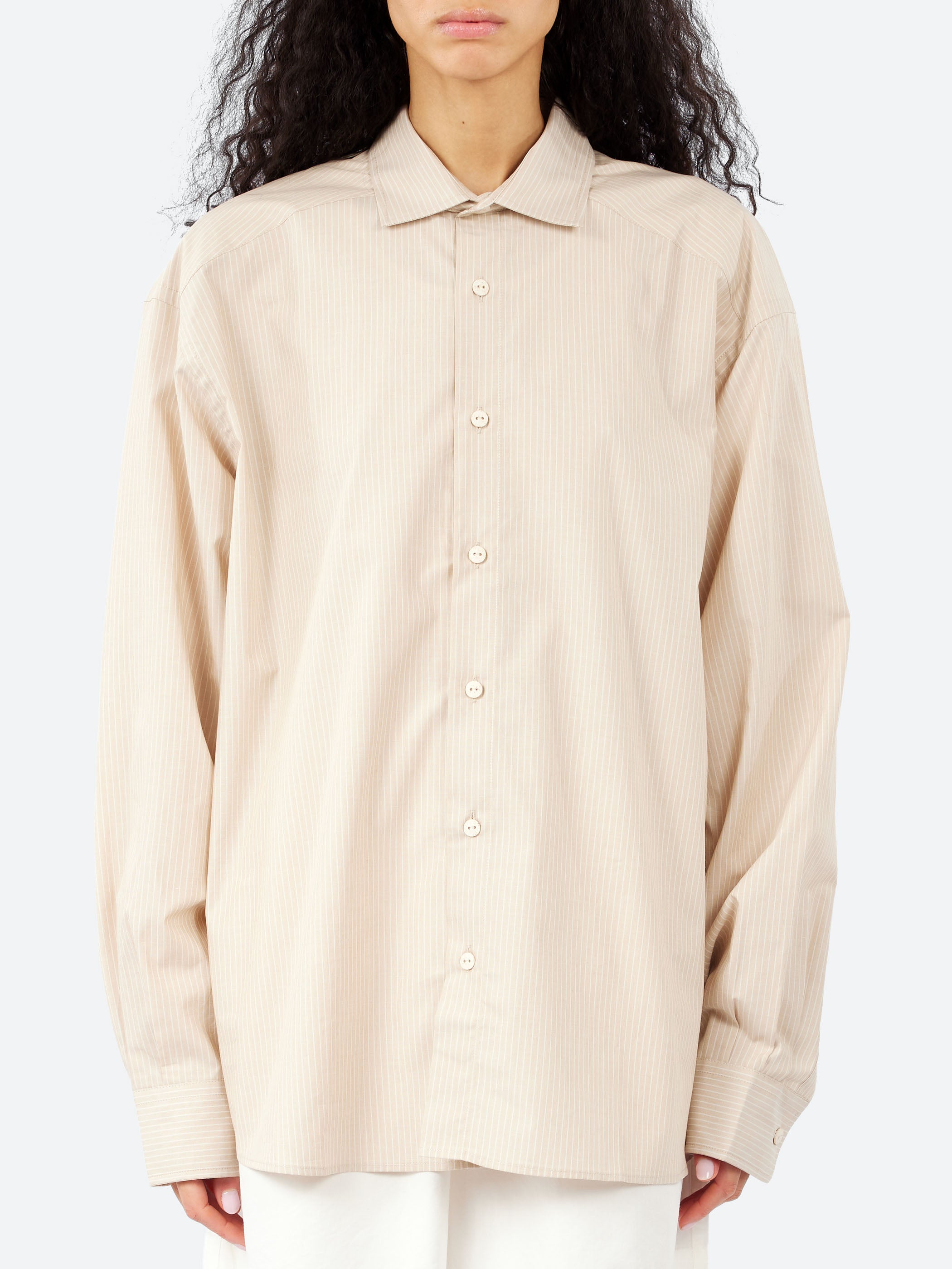 トップス baserange CLAUDE shirt Baserange - Claude Shirt in Brown Stripe – gravitypope