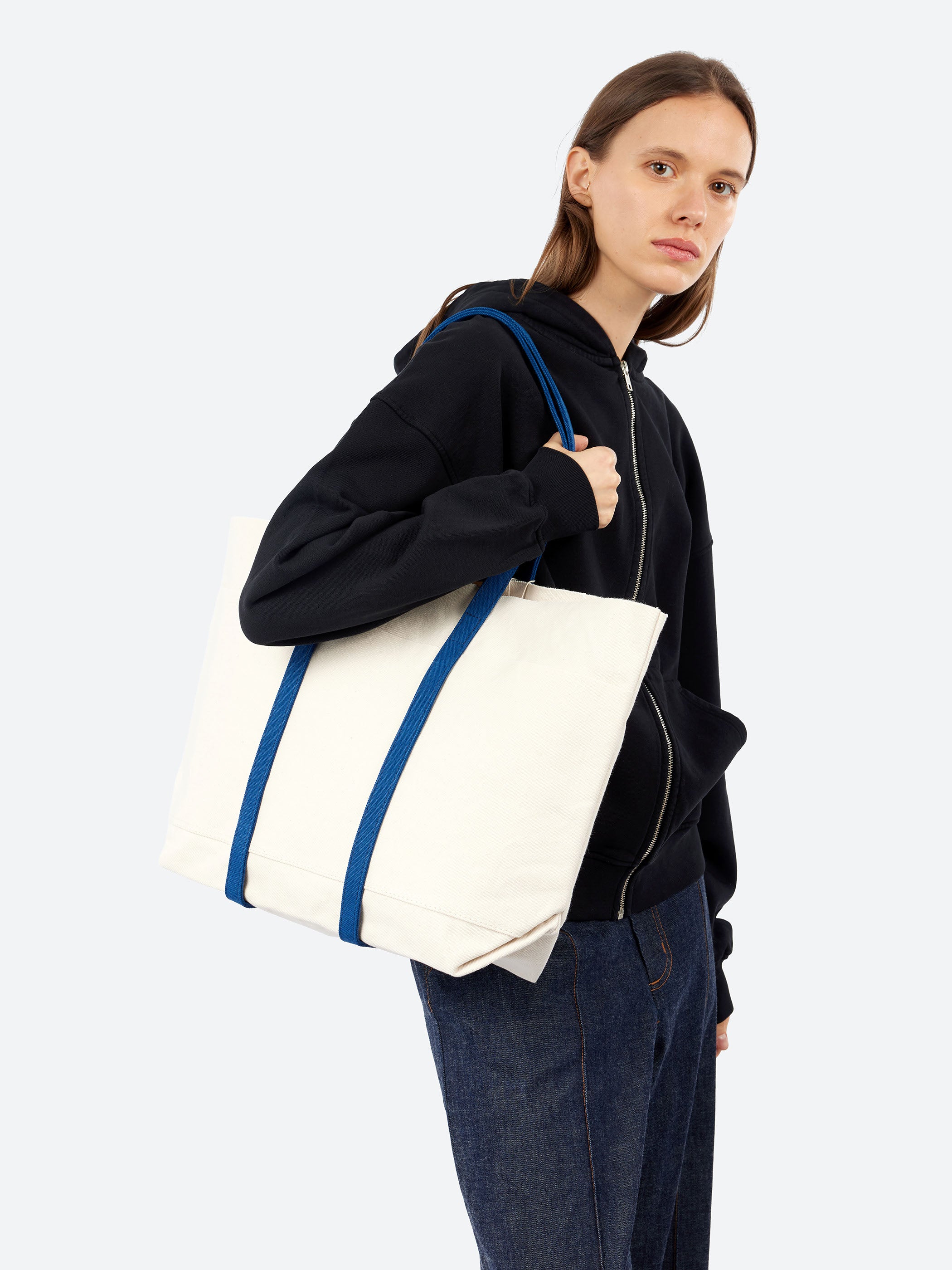 Medium Washed Canvas Two-Tone Tote