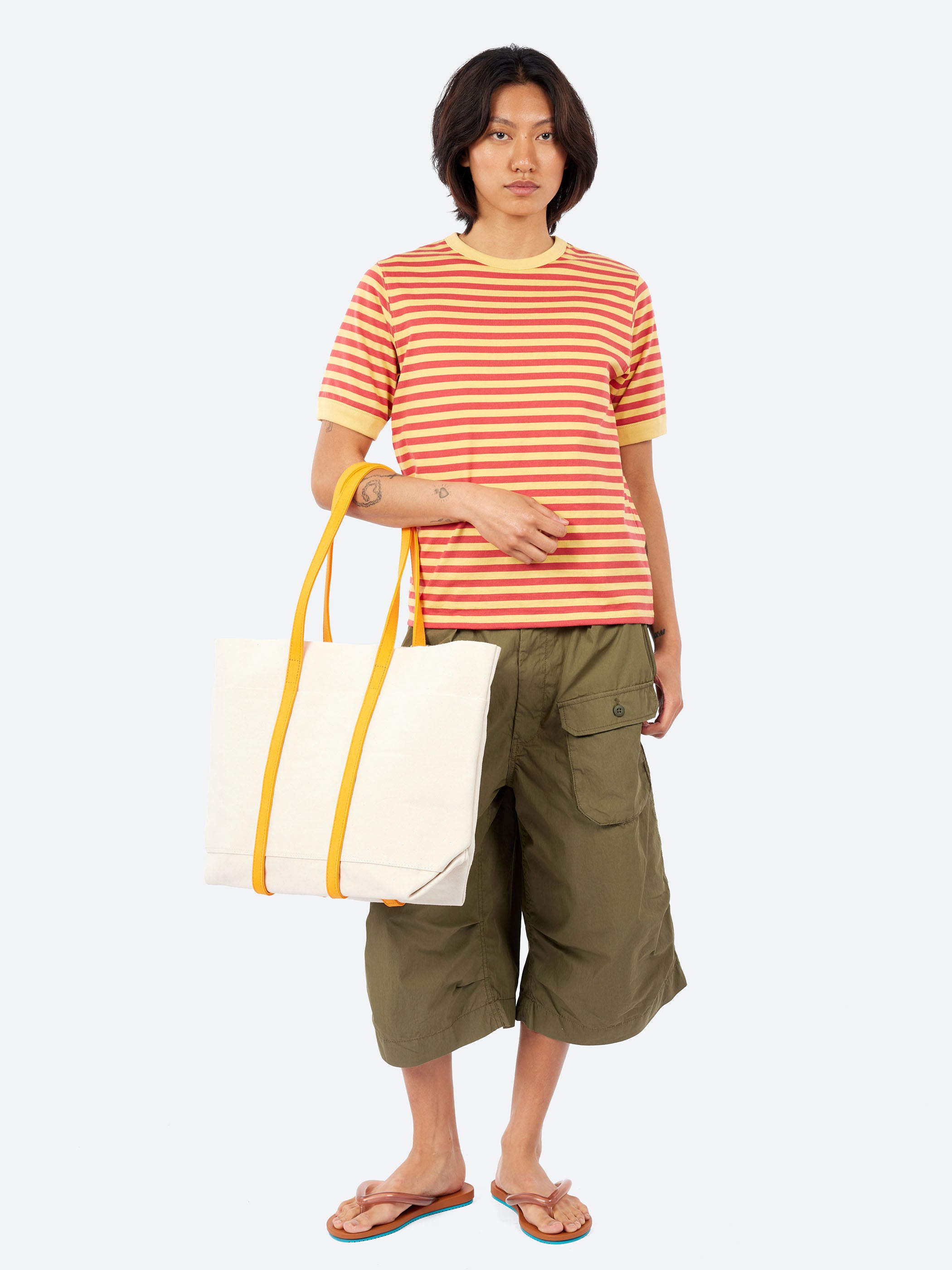 Medium Washed Canvas Two-Tone Tote