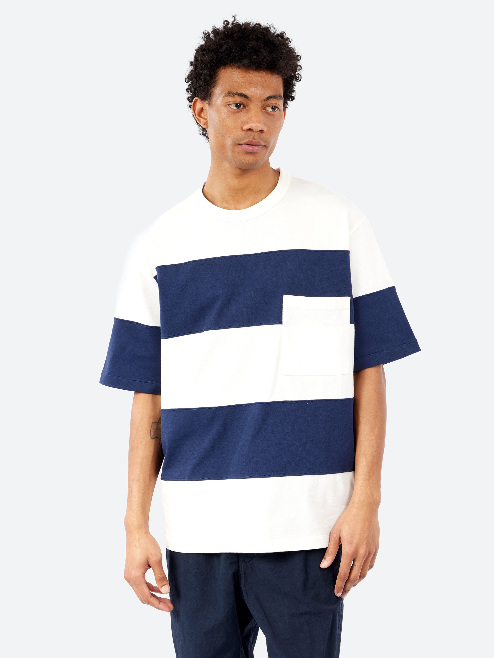 Sage de Cret - Max Weight Colorblock T-Shirt in Off White and Navy