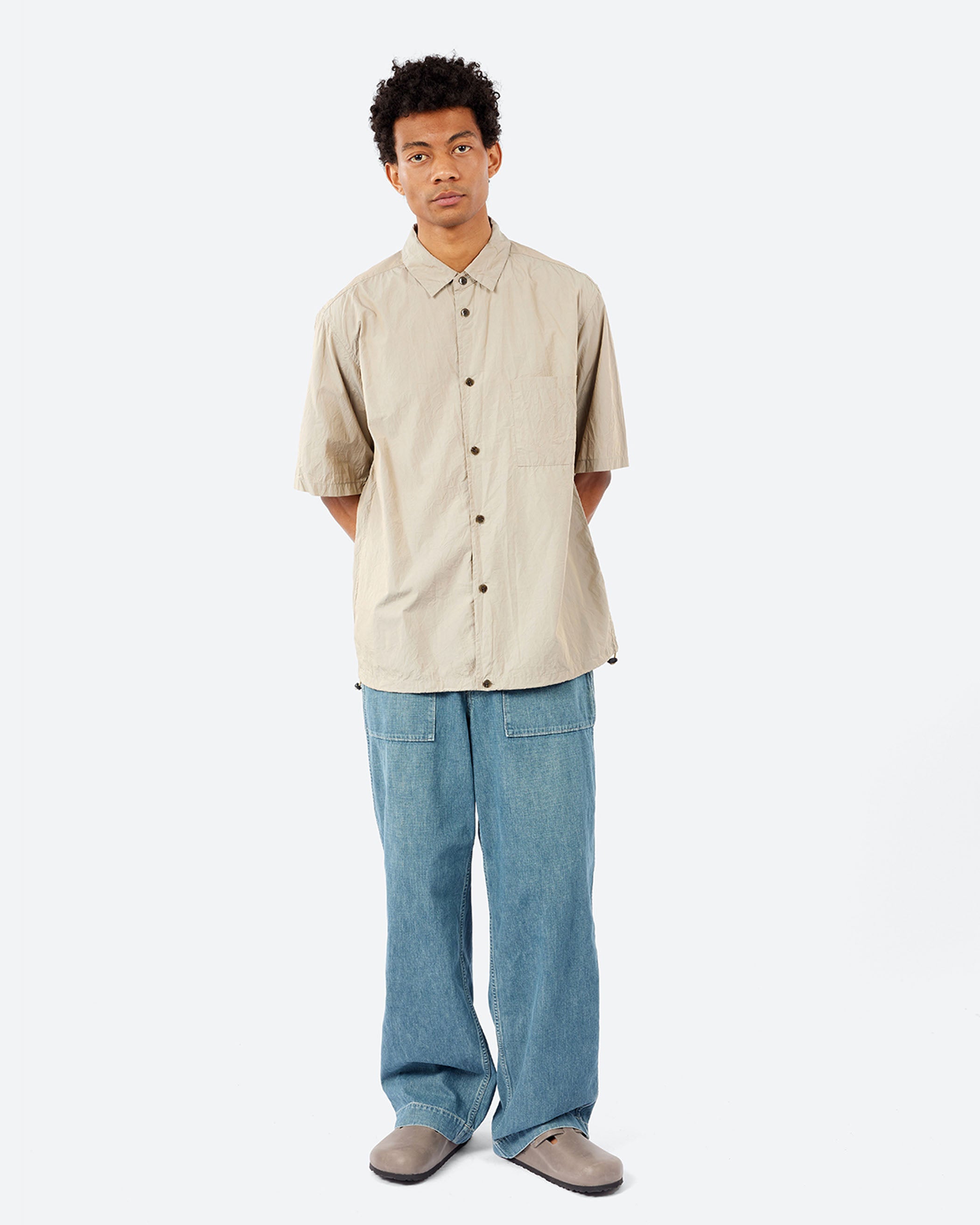 Sage de Cret - Crinkle Typewriter Short Sleeve Shirt in Grey