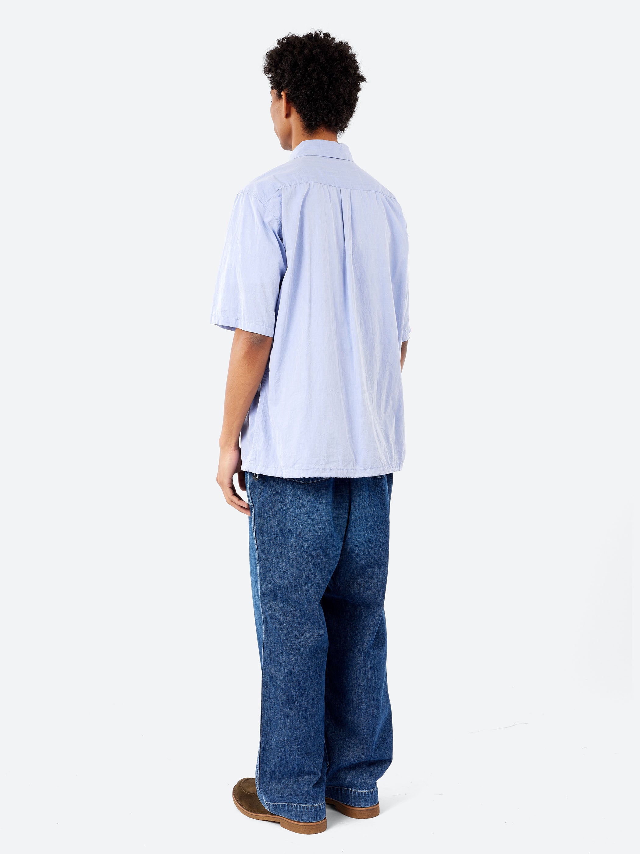 Sage de Cret - Crinkle Typewriter Short Sleeve Shirt in Blue
