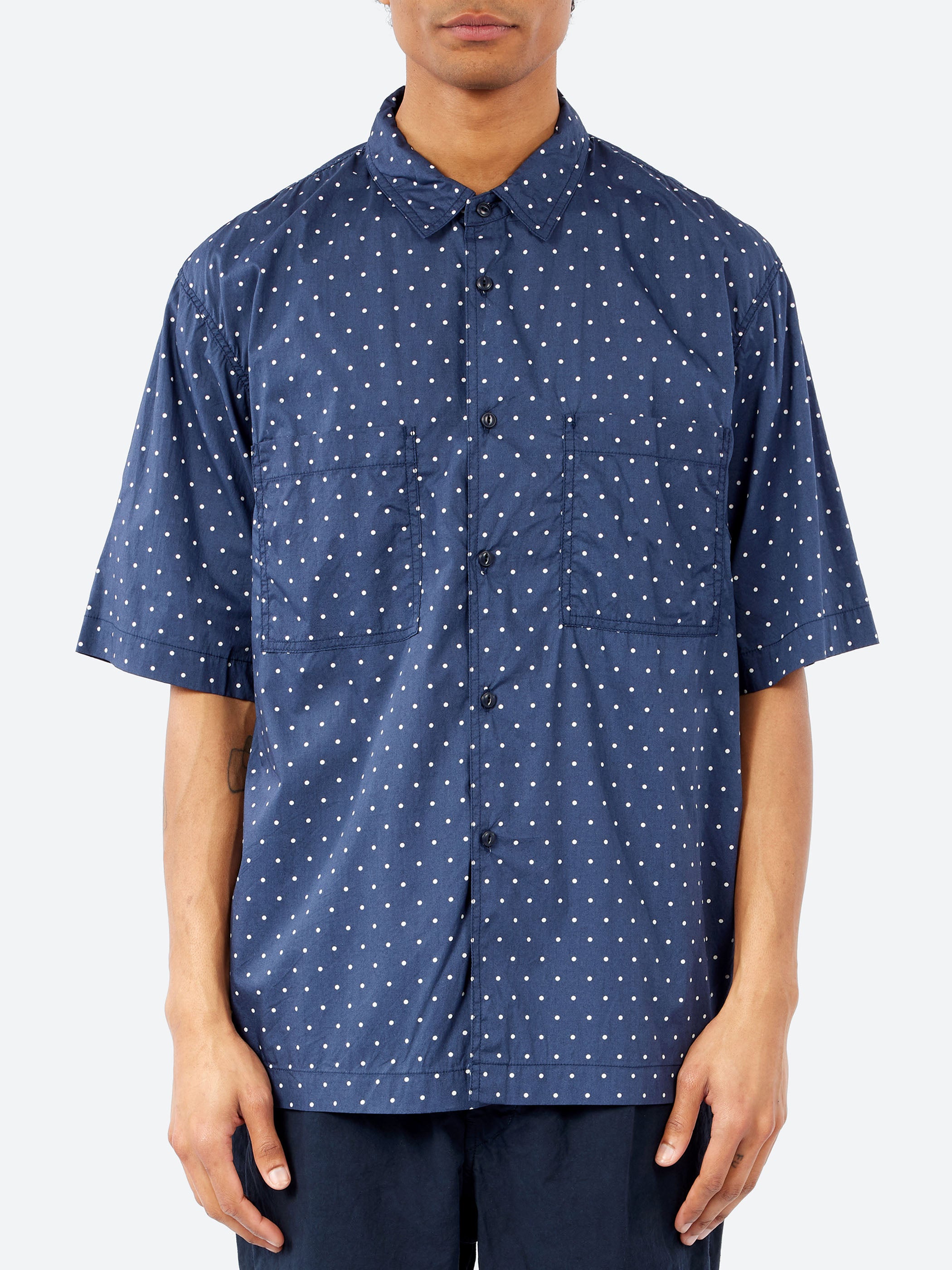 Dot Print Short-Sleeve Regular Collar Shirt