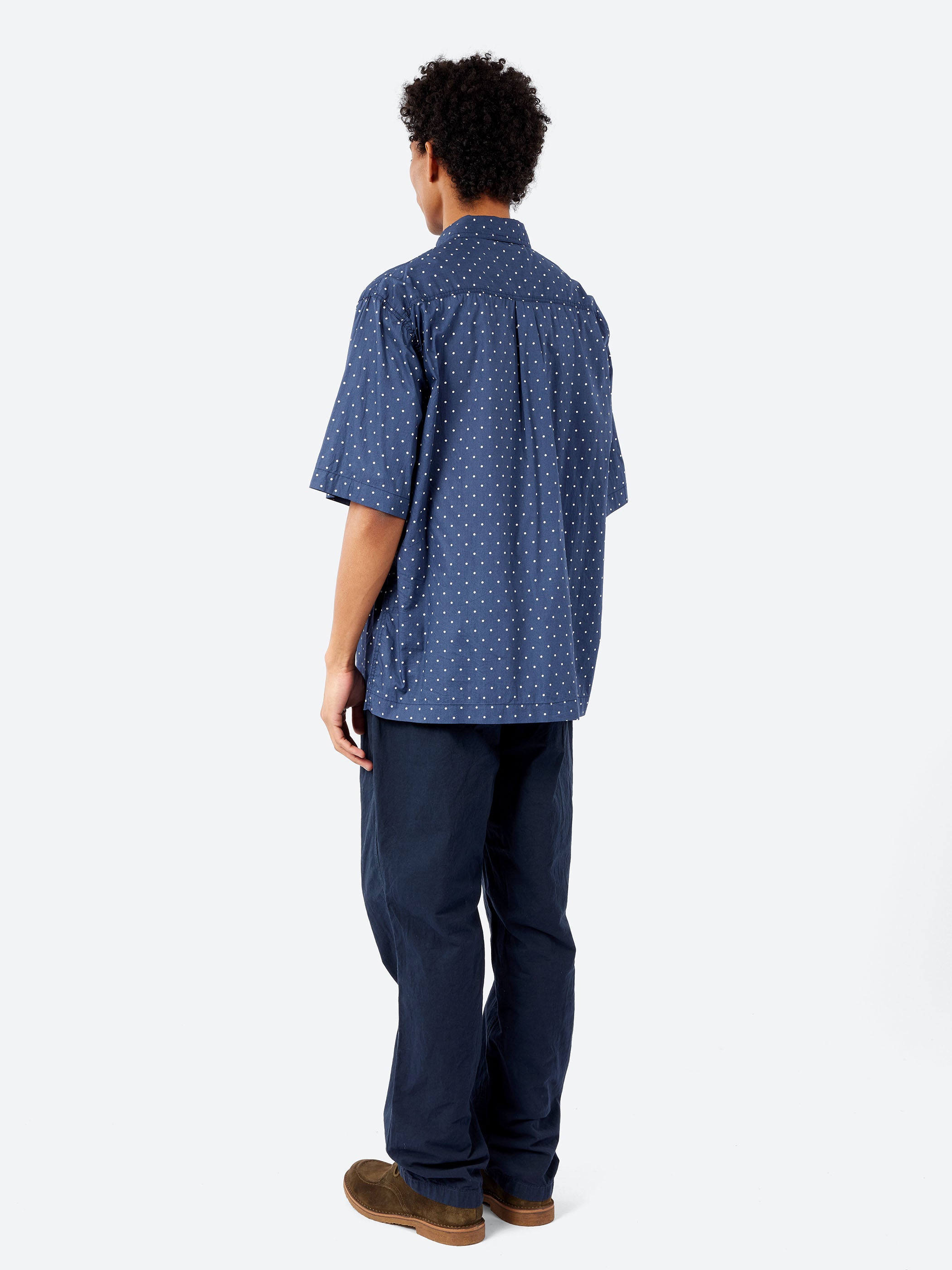 Dot Print Short-Sleeve Regular Collar Shirt