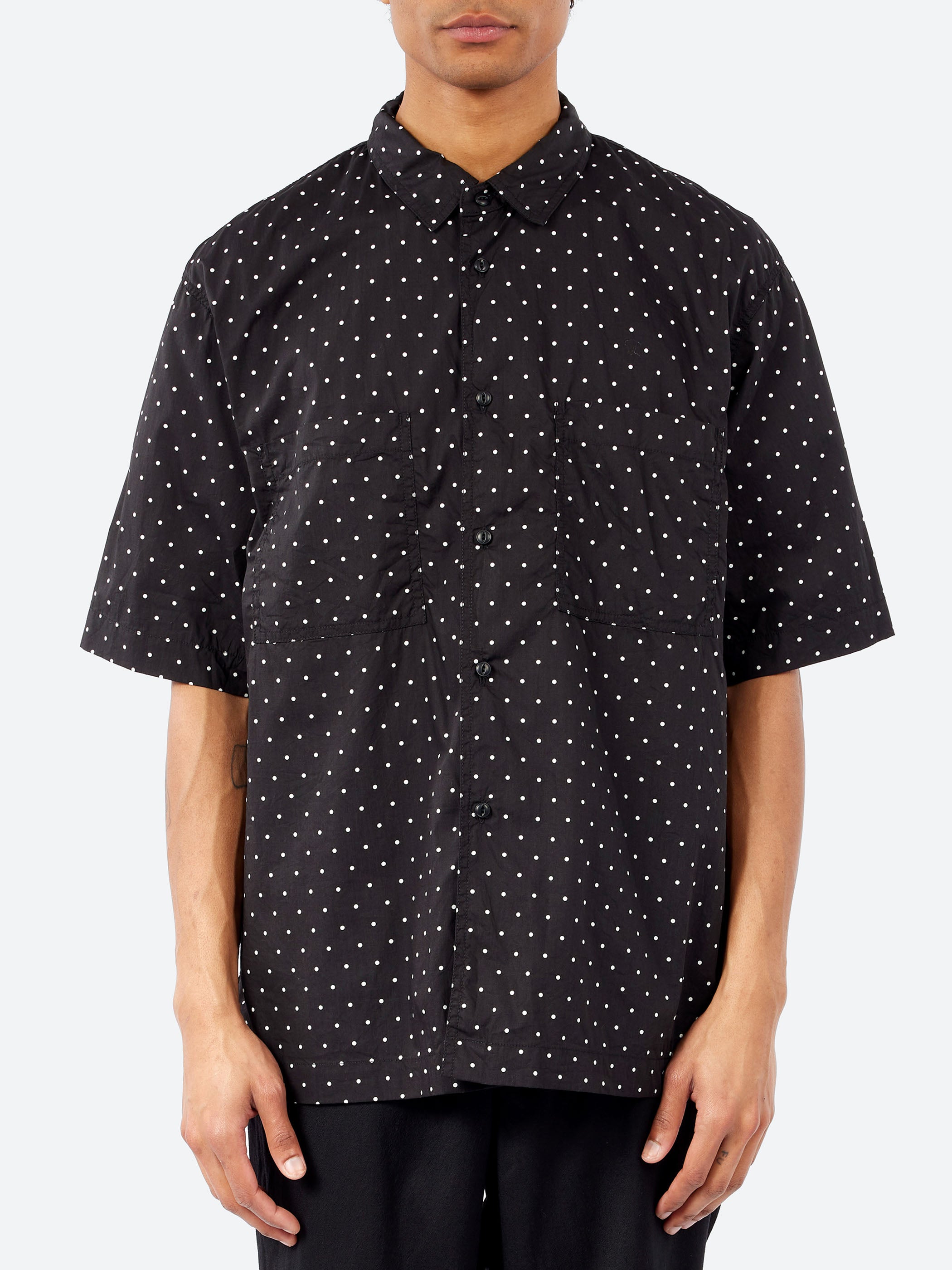 Dot Print Short-Sleeve Regular Collar Shirt