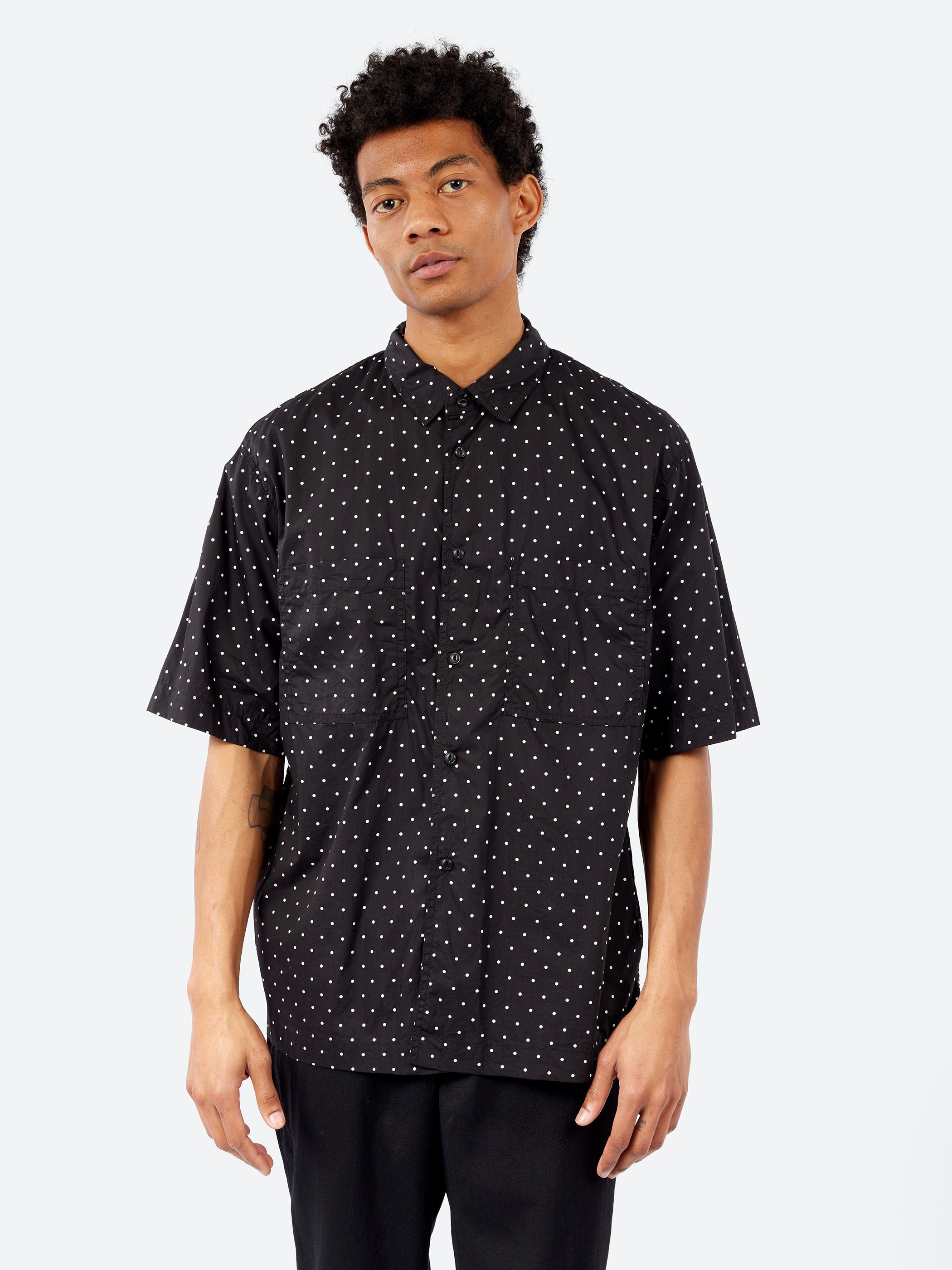 Dot Print Short-Sleeve Regular Collar Shirt