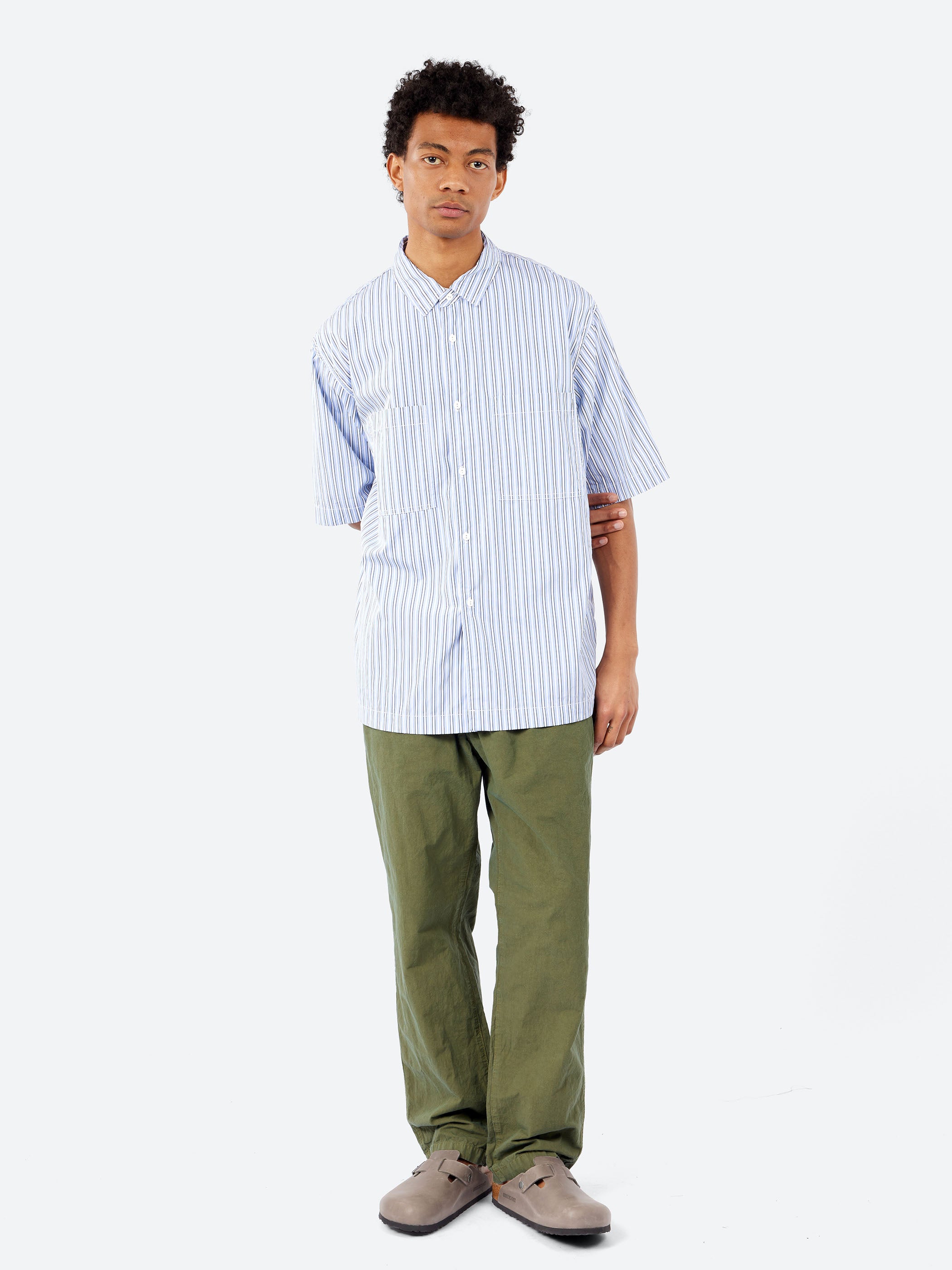 THOMAS MASON Striped Short-Sleeve Regular Collar Shirt