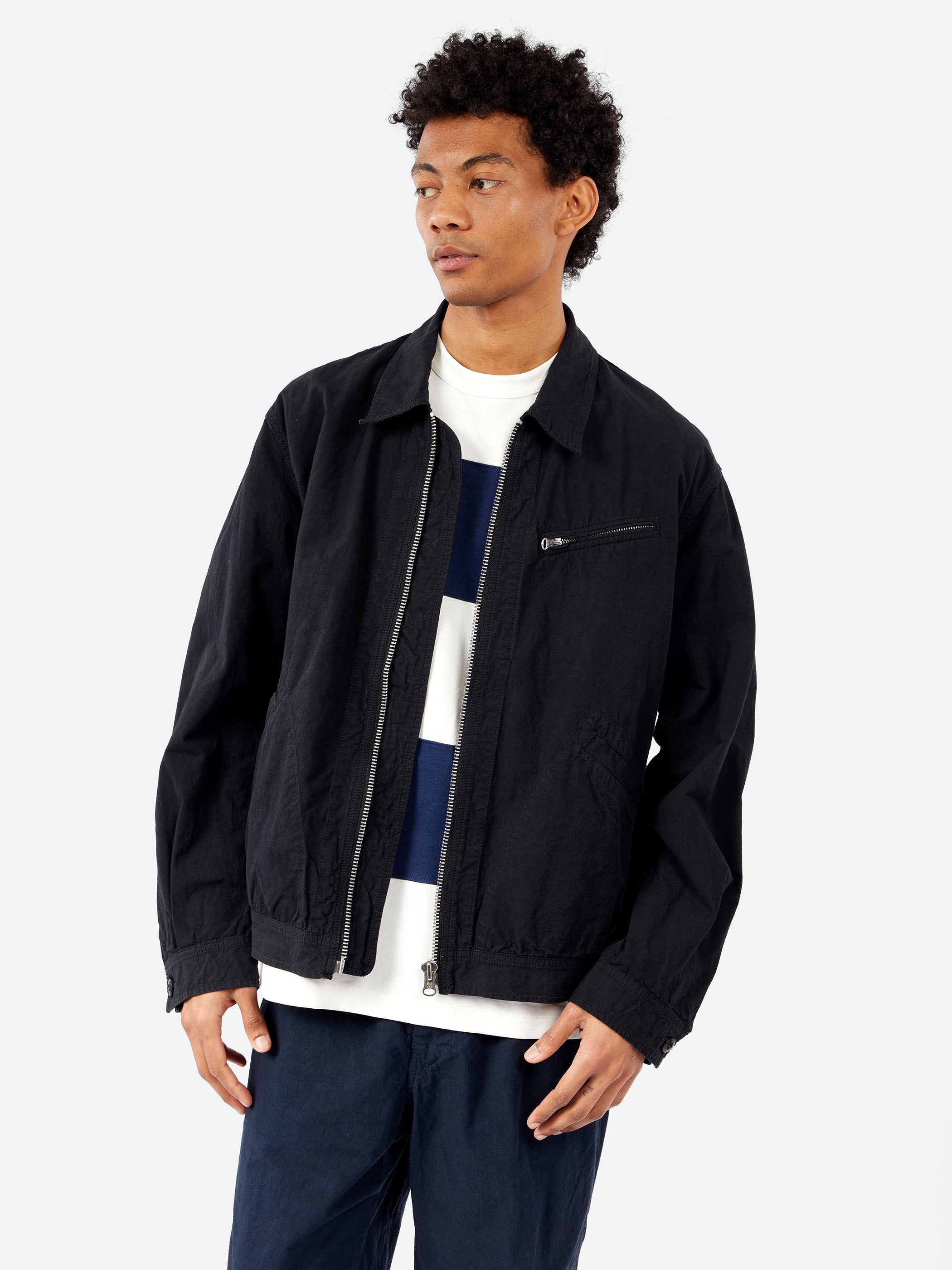 Sage de Cret - Cotton Hemp Weather Short Zip-Up Jacket in Black