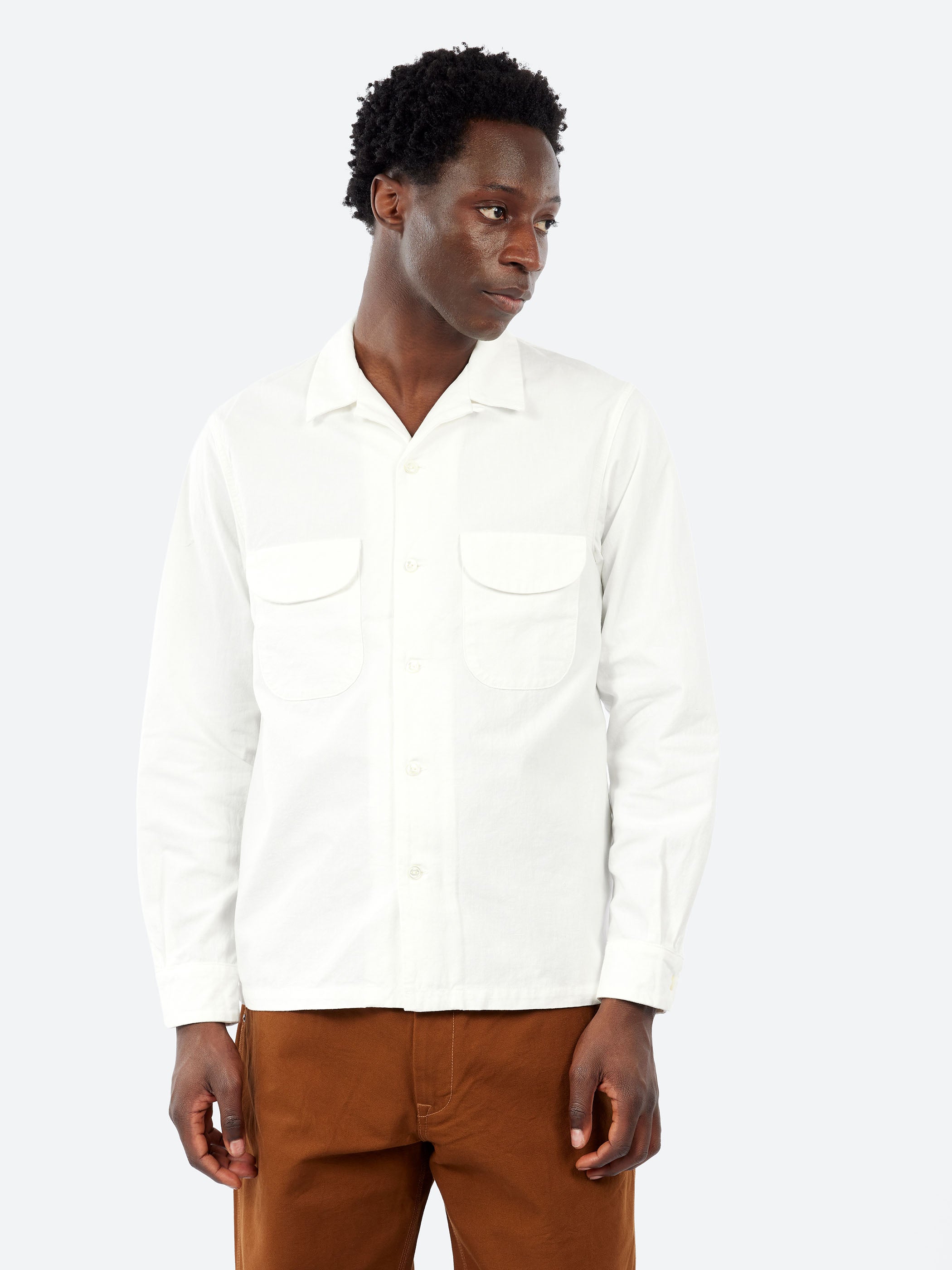 F.O.B. Factory - Open Collar Shirt in White – gravitypope