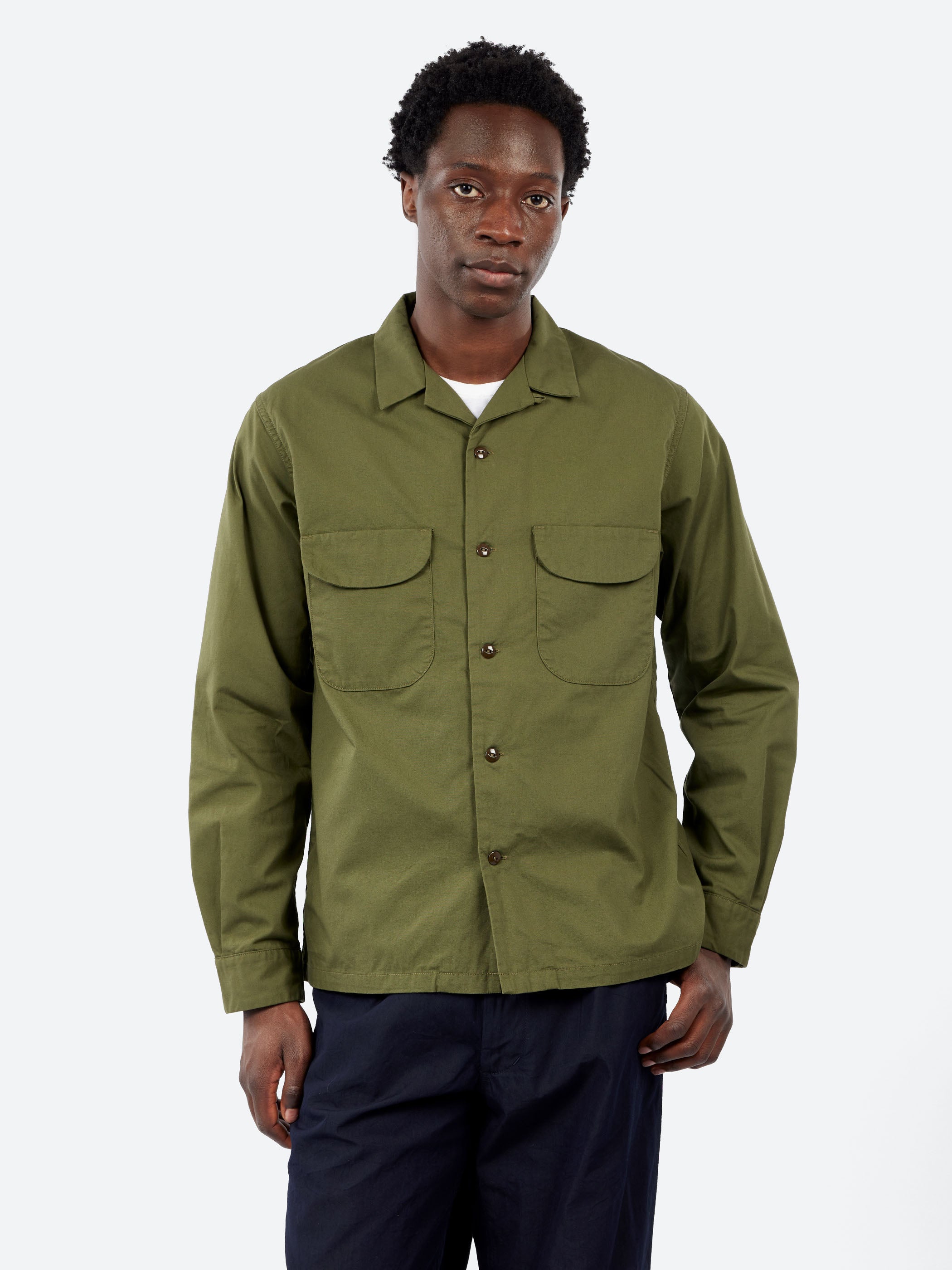 F.O.B. Factory - Open Collar Shirt in Olive – gravitypope