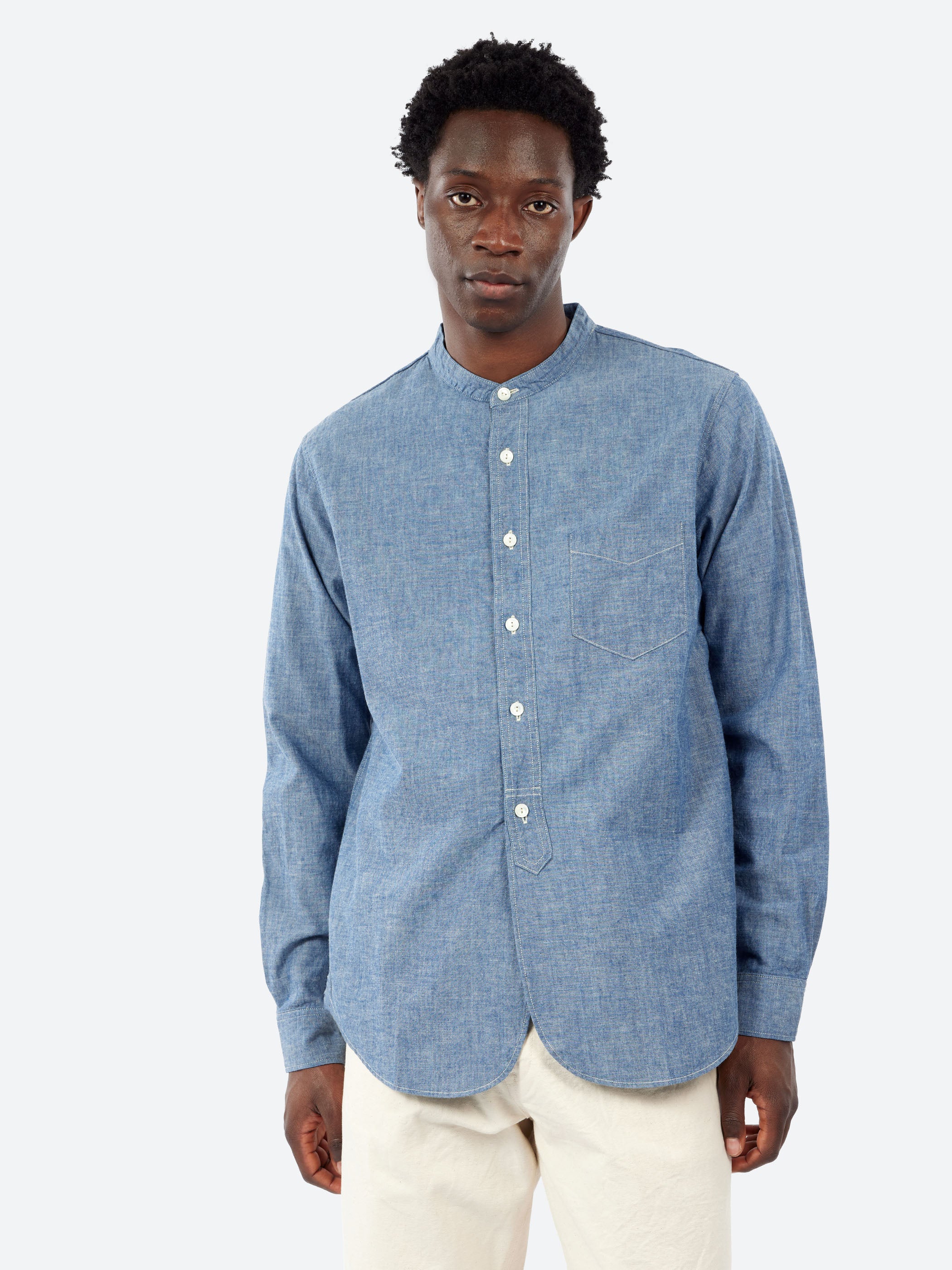 F.O.B. Factory - Chambray B.D. Shirt in Blue – gravitypope