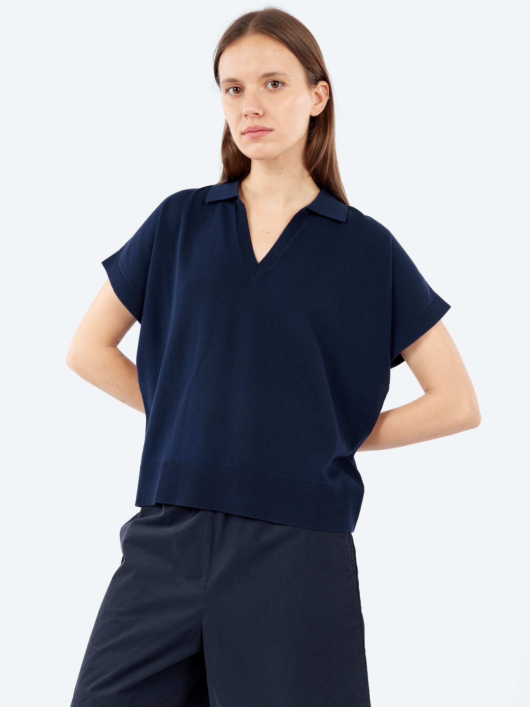 V-Neck Sweater with Collar