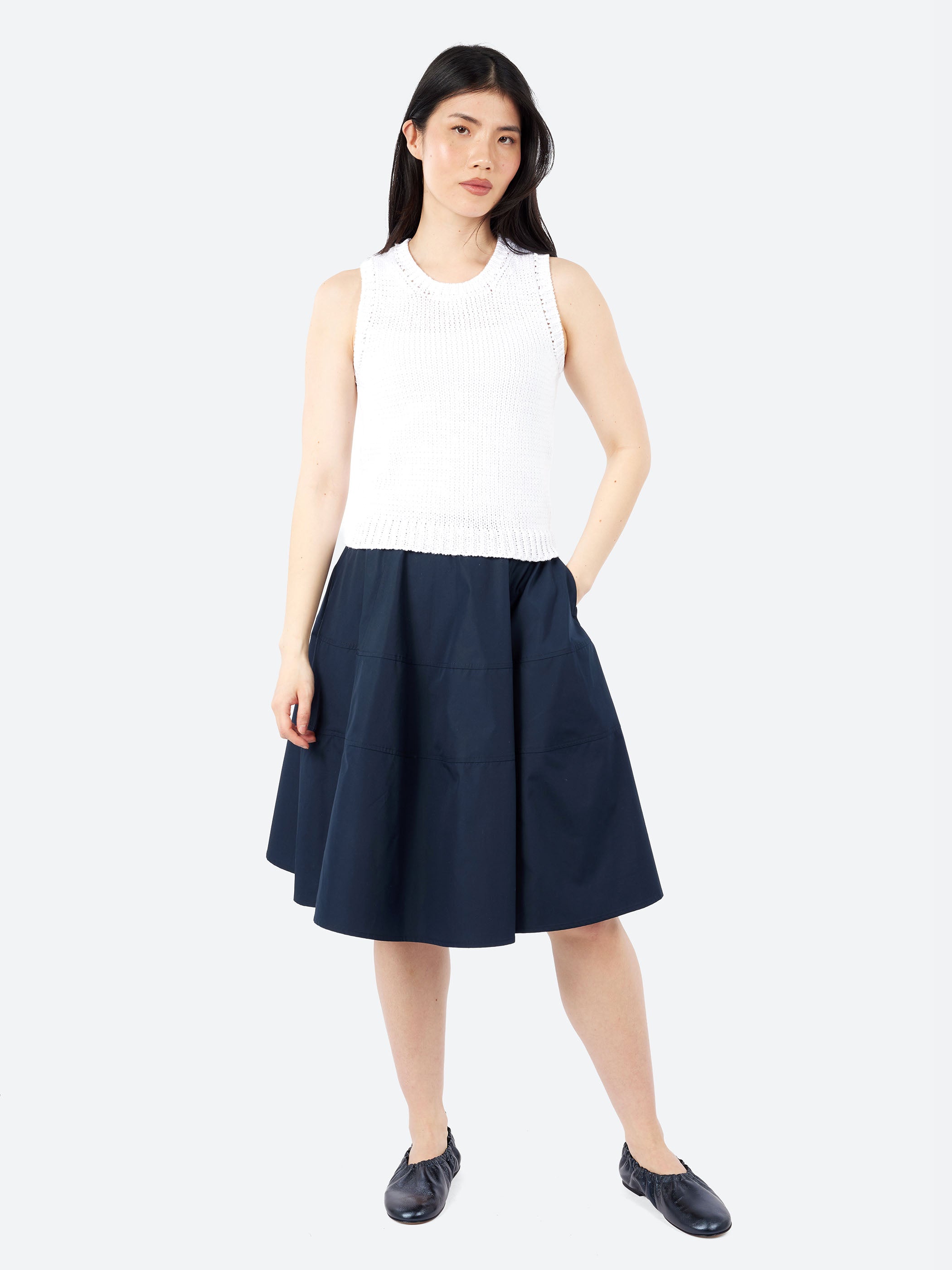 Cotton Poplin Flared Skirt