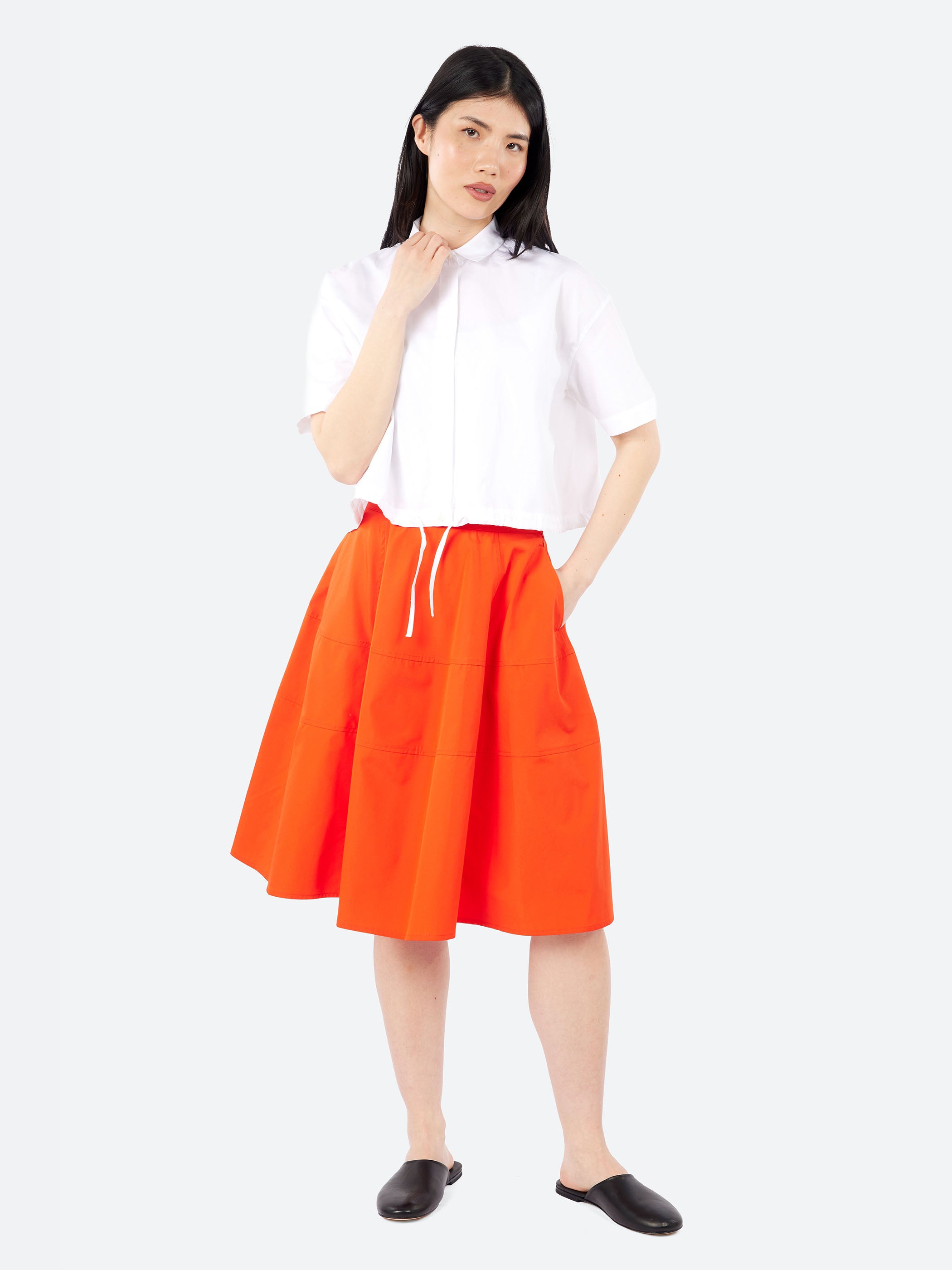 Cotton Poplin Flared Skirt
