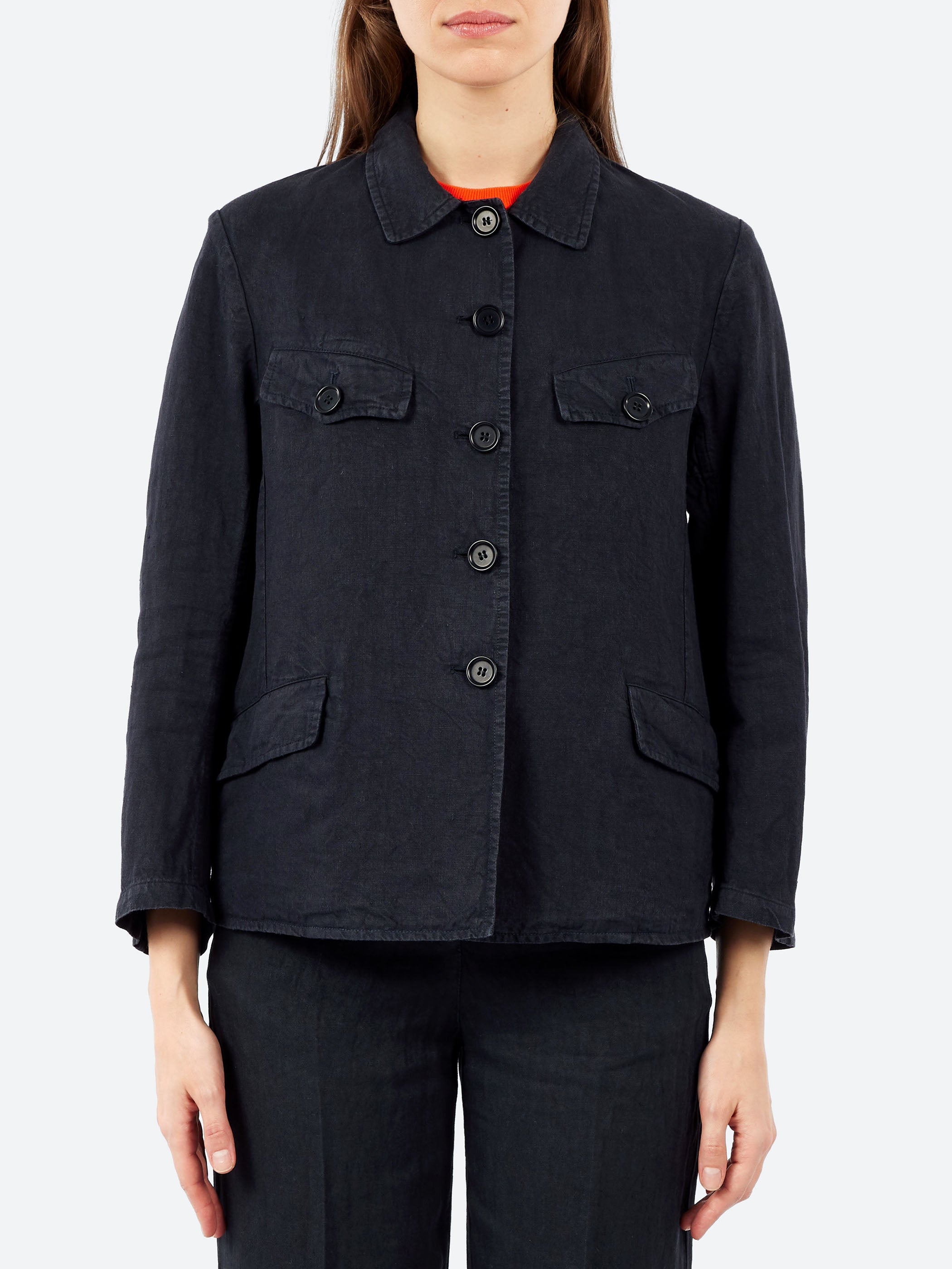 Single-Breasted Jacket in Garment-Dyed Slub Linen