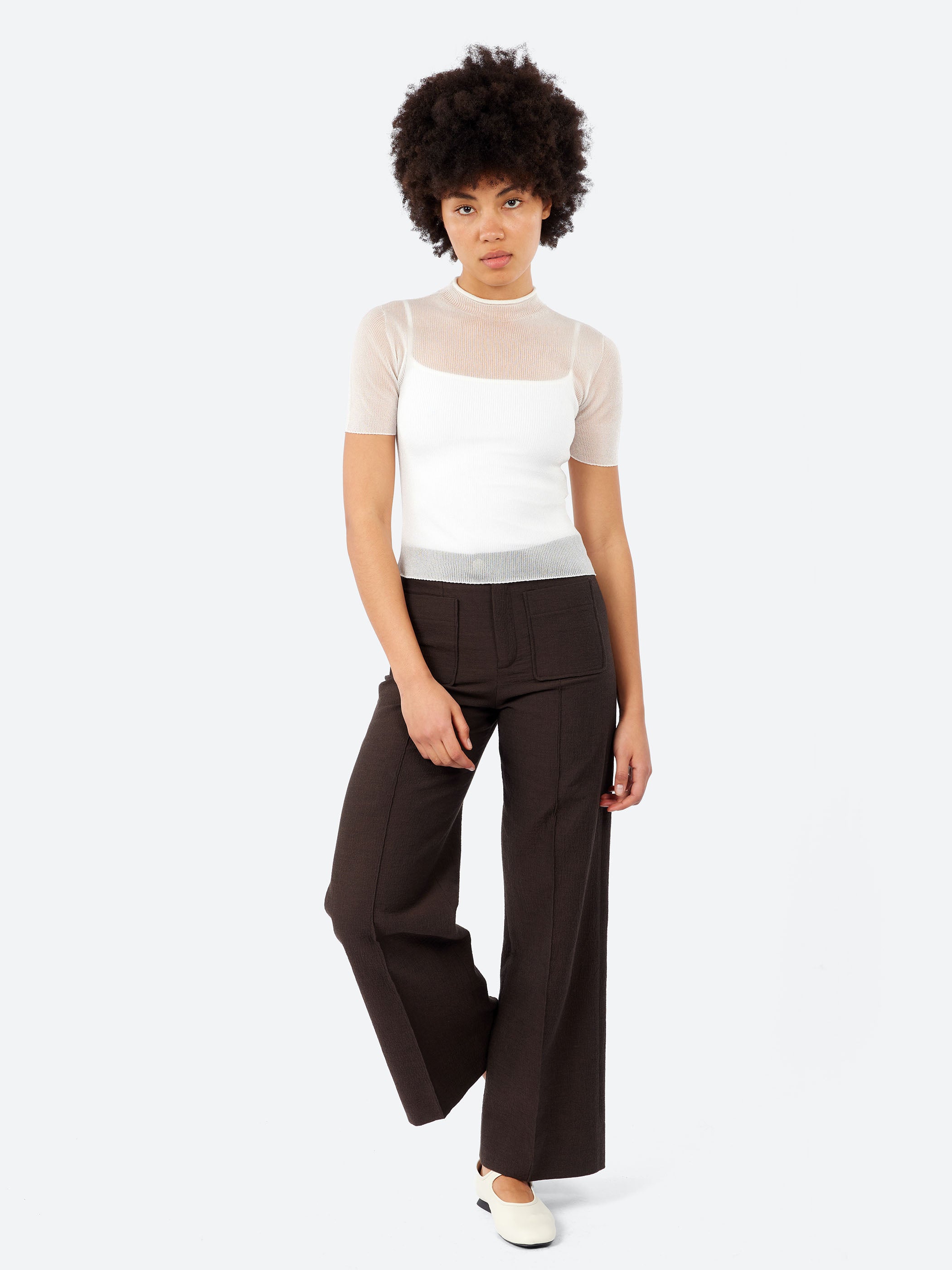 CFCL - Portrait Lucent Short Sleeve Top in White – gravitypope