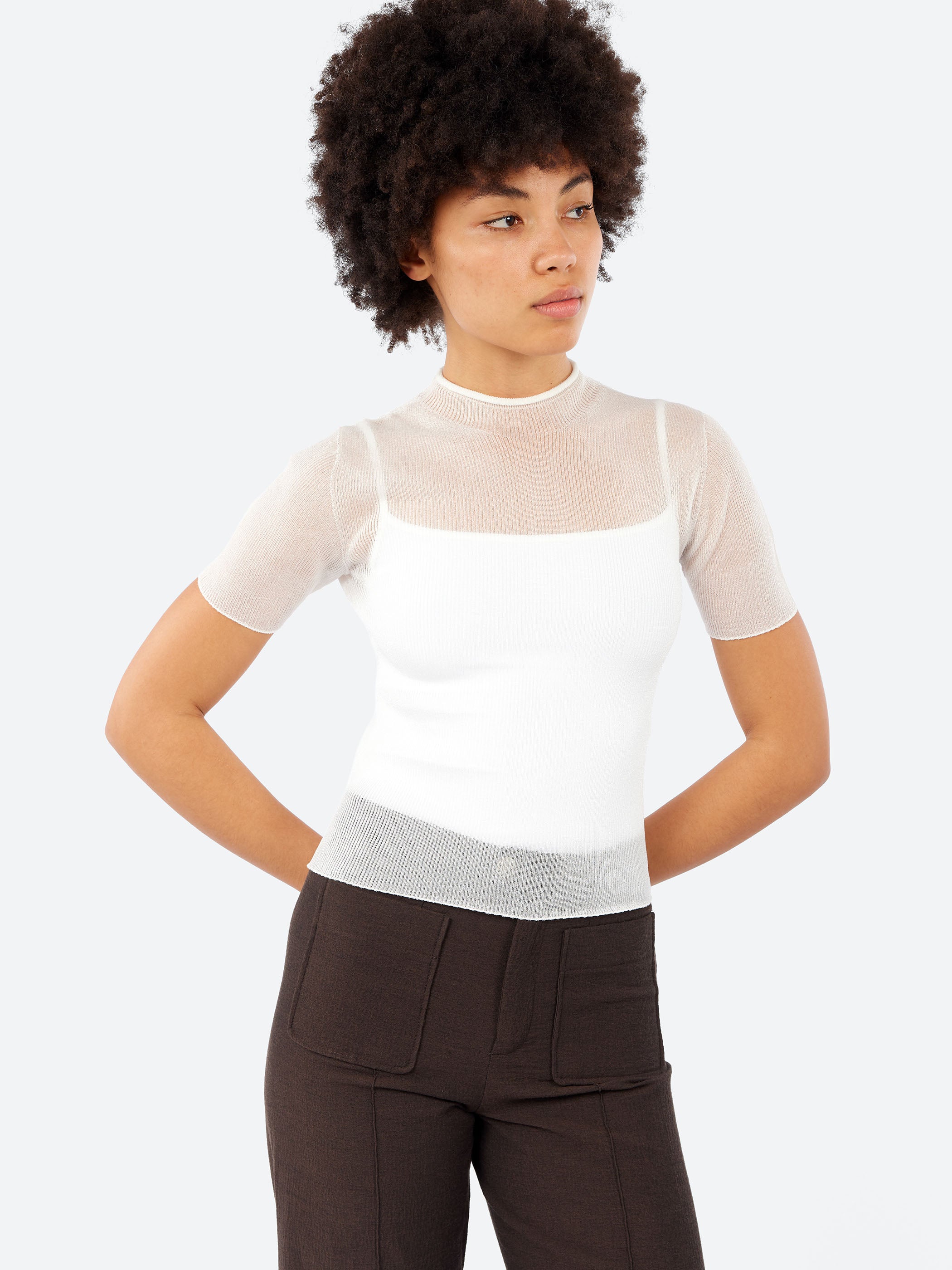 CFCL - Portrait Lucent Short Sleeve Top in White – gravitypope