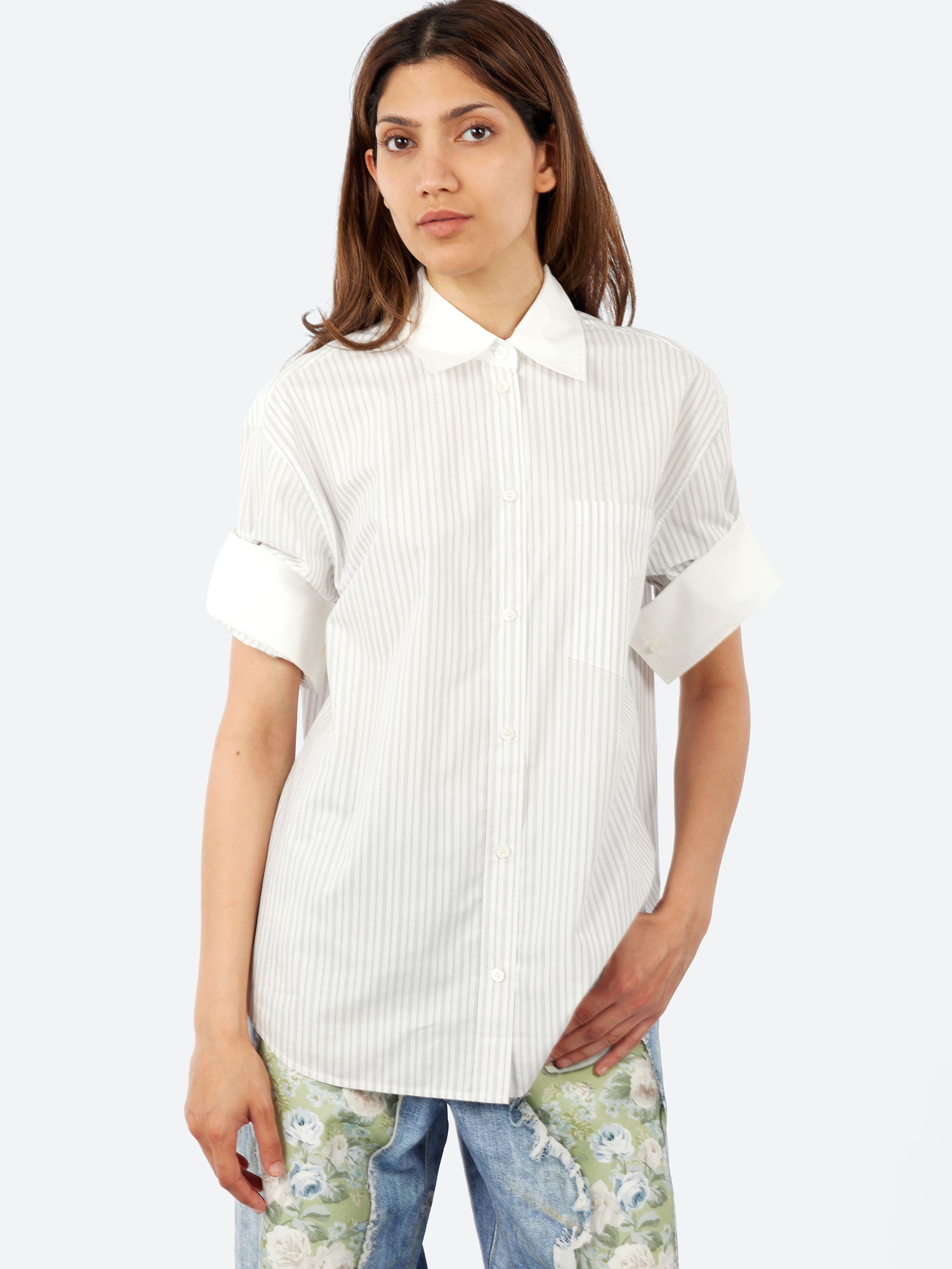 Acne Studios - Supra Stripe Shirt in White and Grey – gravitypope