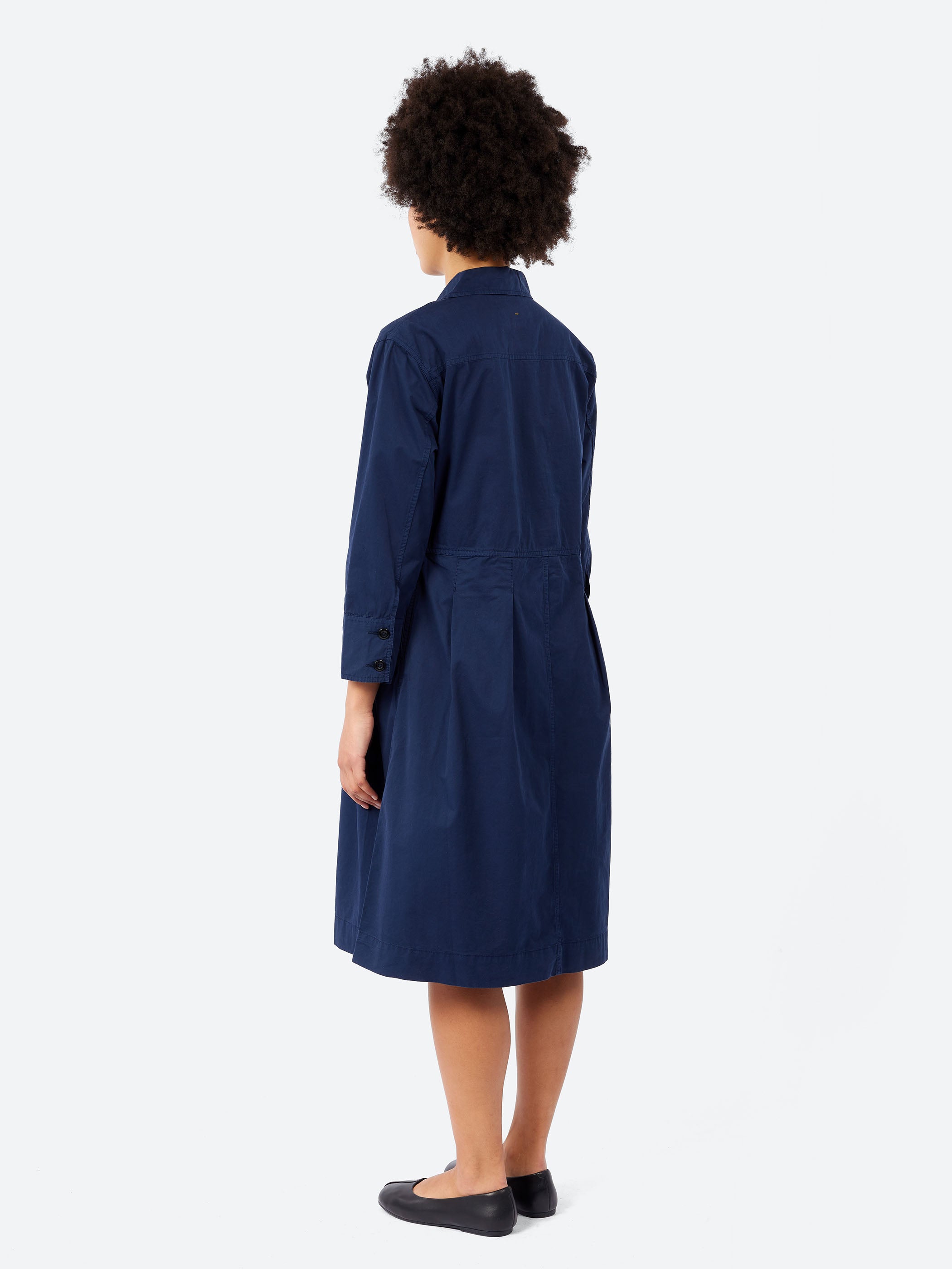 Margaret Howell - MHL. Pleated Shirt Dress in Midnight – gravitypope