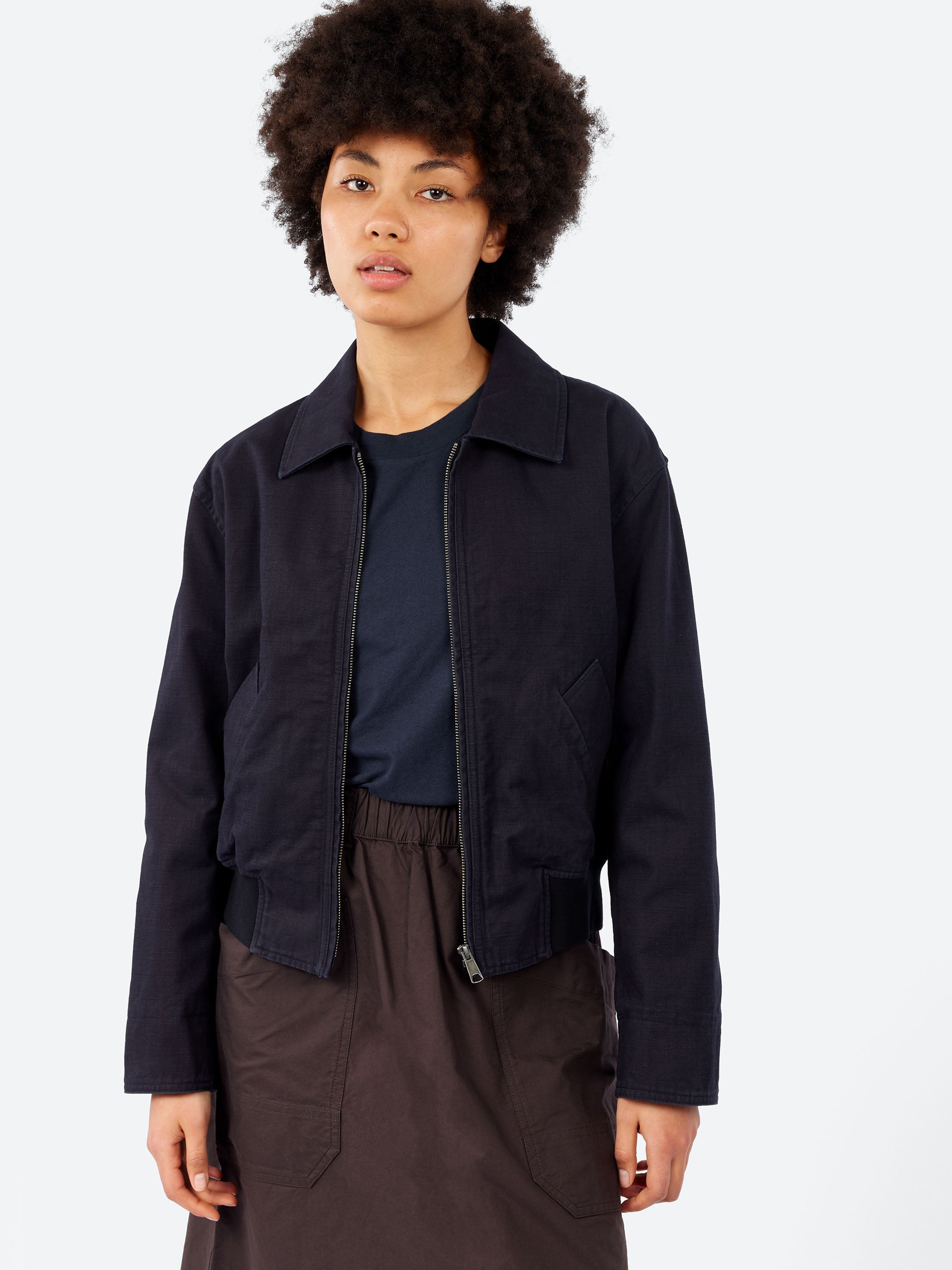 Margaret Howell - MHL. Zip Up Bomber Jacket in Indigo – gravitypope