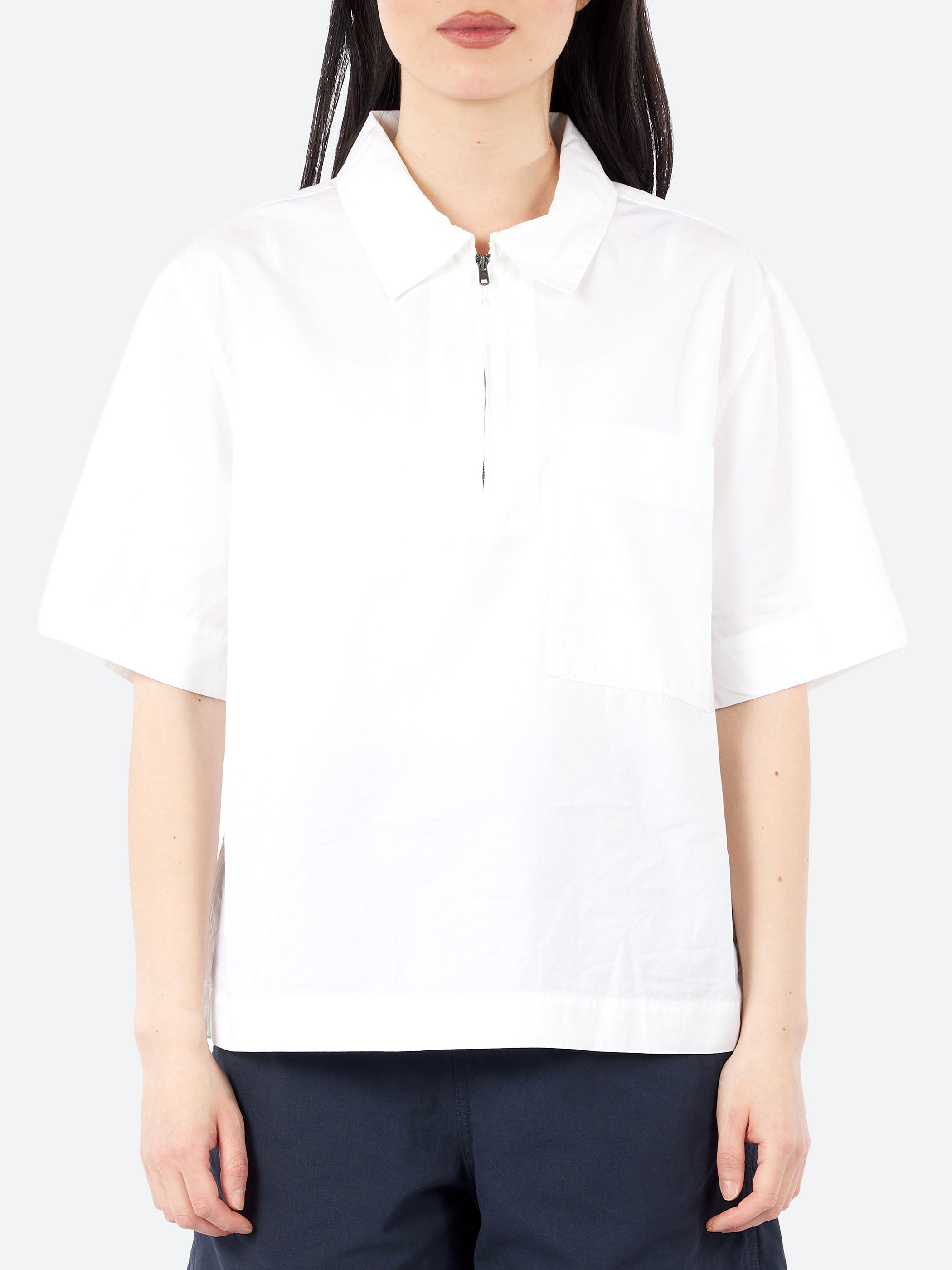 MHL. 23SS　MARGARET HOWELL 半袖シャツ ホワイト M Margaret Howell - MHL Half Zip Shirt in White – gravitypope