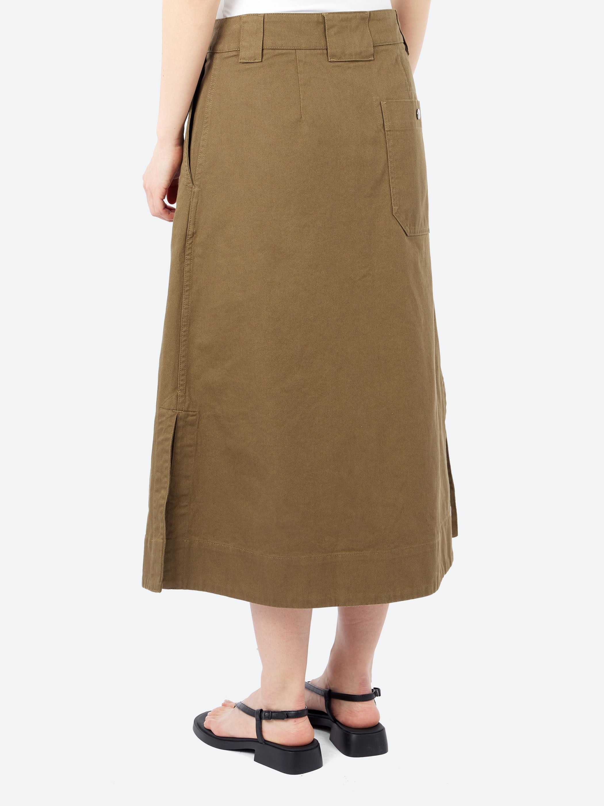 Margaret Howell - MHL Side Vent Skirt in Khaki Green – gravitypope