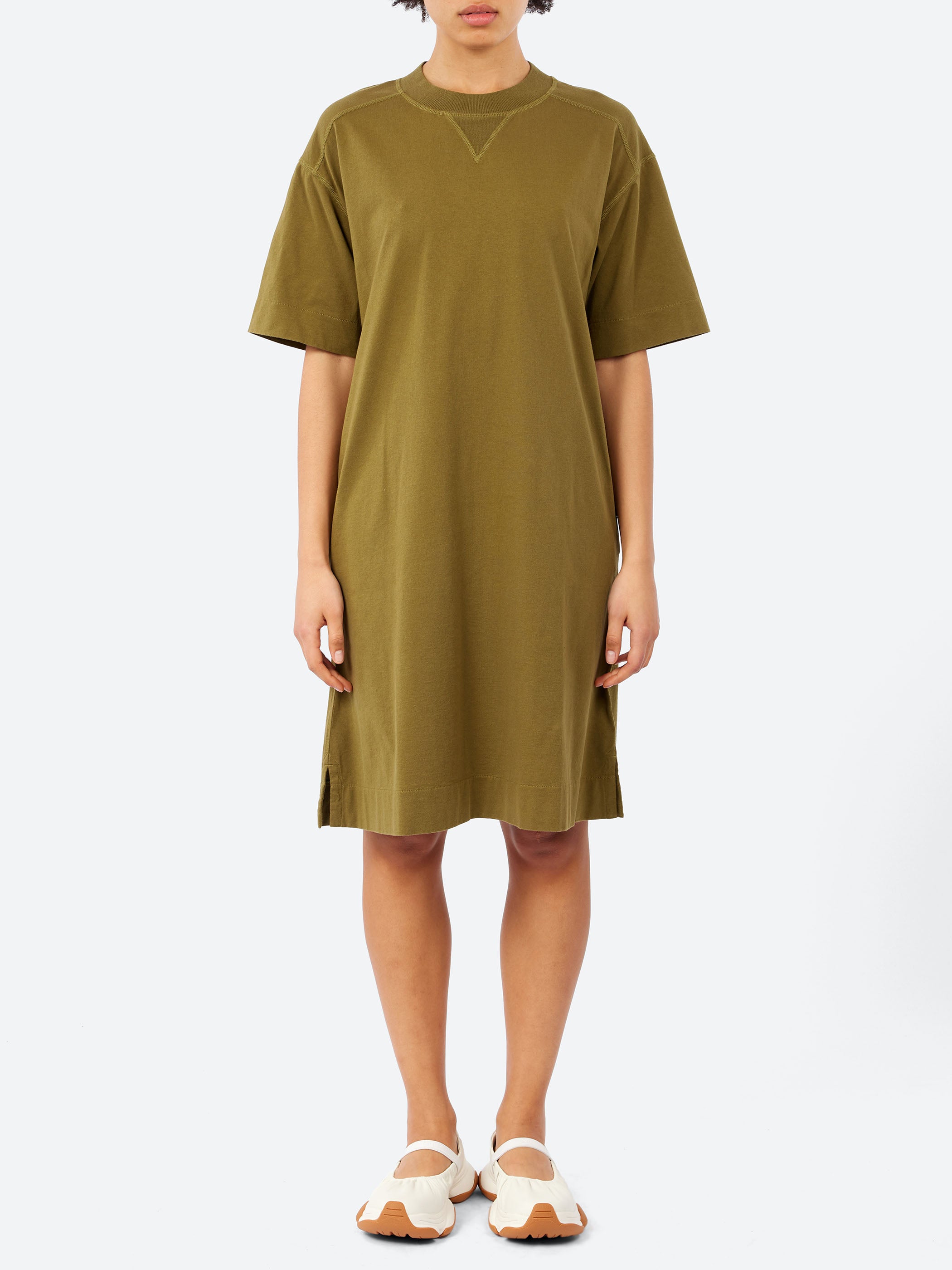 Margaret Howell - MHL. Relaxed T-Shirt Dress in Olive Green
