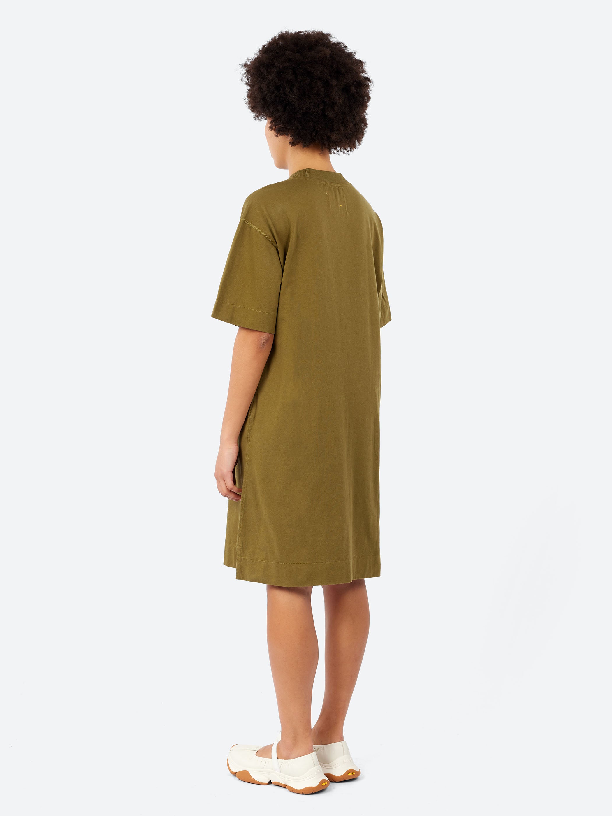 Margaret Howell - MHL Collarless Swing Dress in Mineral Blue