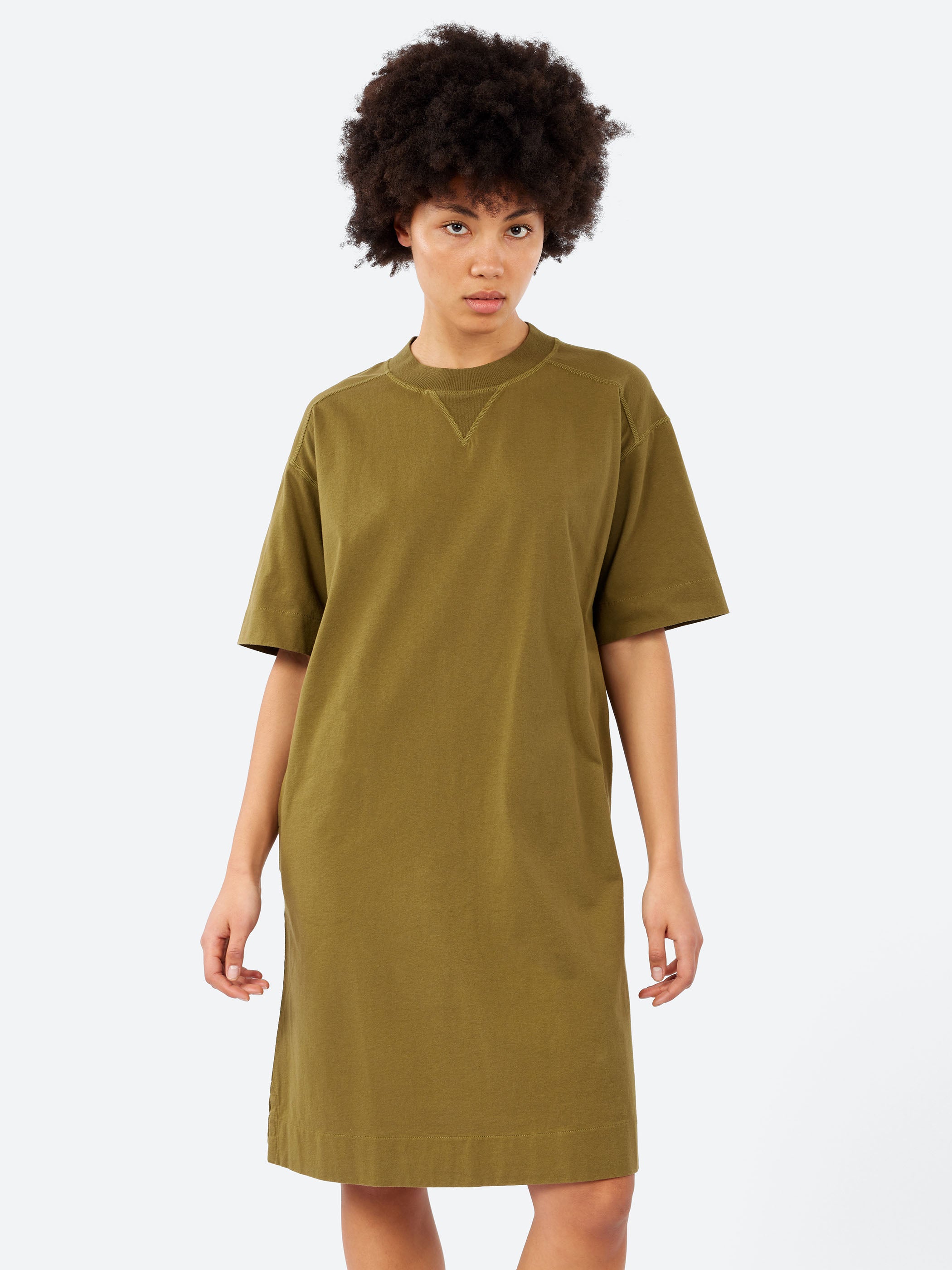 MHL. Relaxed T Shirt Dress Lightweight Dry Jersey Olive Green size: M