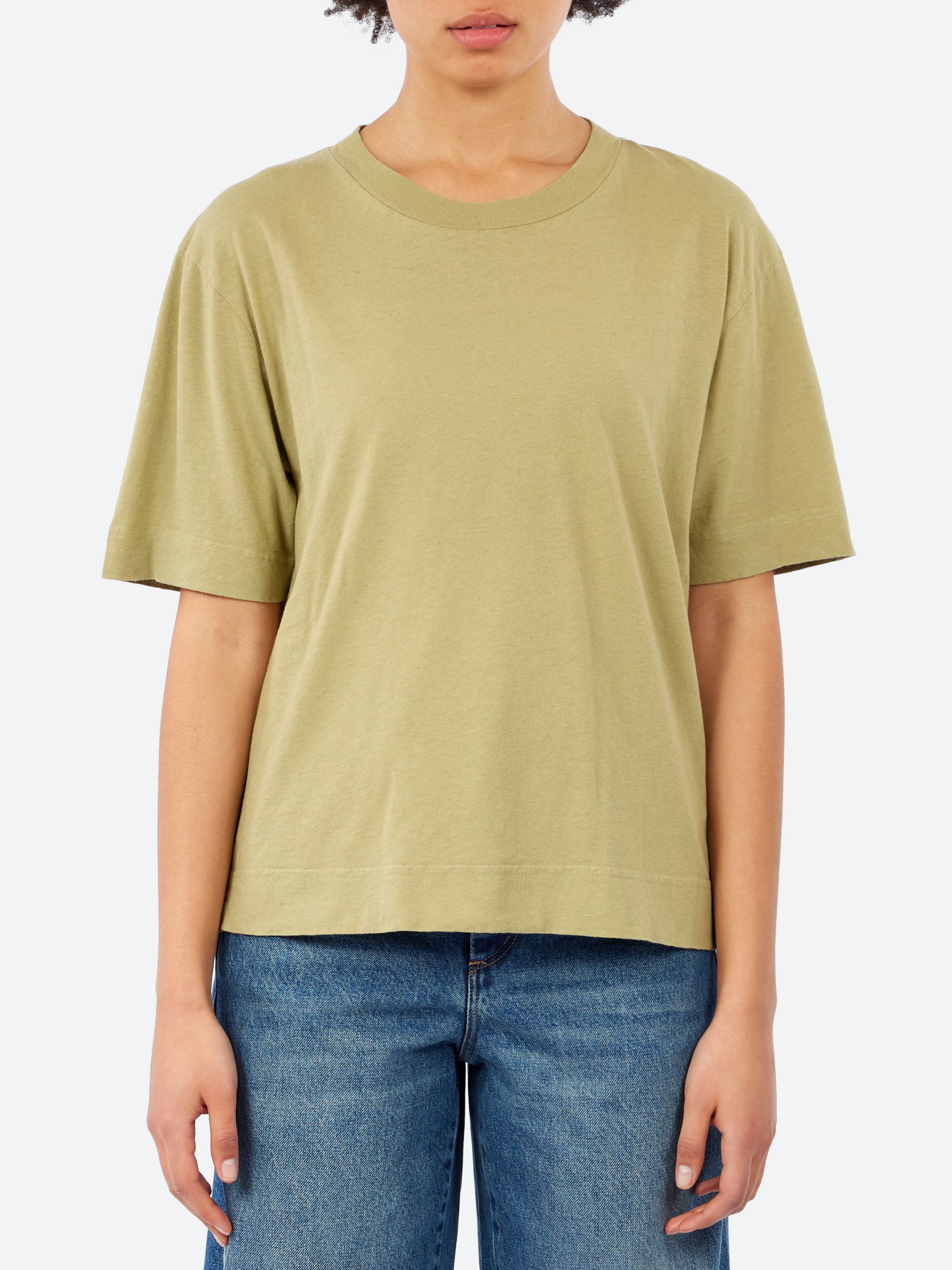 Margaret Howell - MHL. Asymmetric Round Collar Shirt in Off White